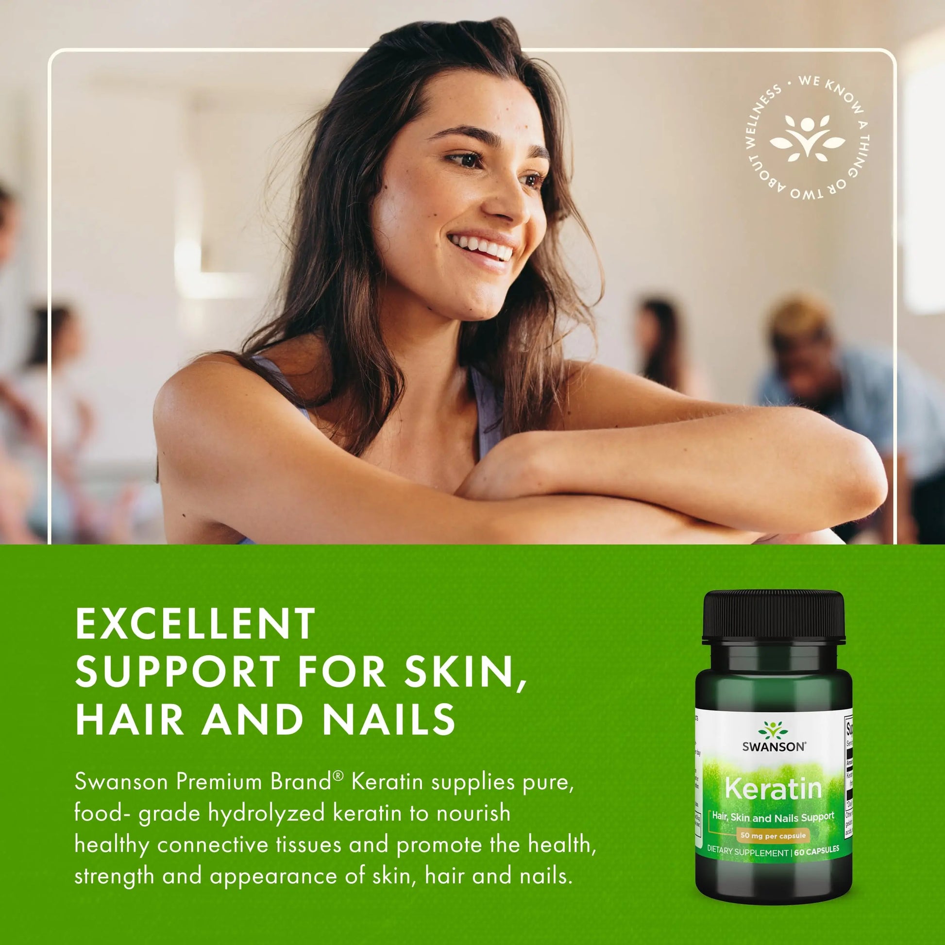 Swanson Keratin (from Tibetan Wool) - Natural Supplement Promoting Healthy Joints, Hair, Skin & Nails - Helps Nourish Healthy Connective Tissues - (60 Capsules, 50mg Each) Swanson uk supplements