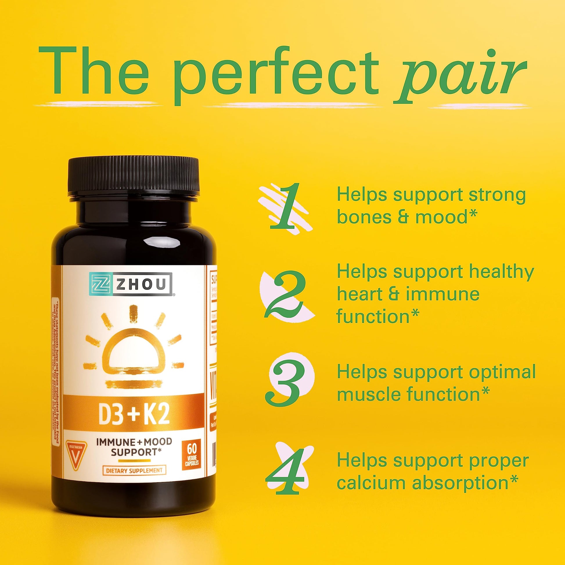 Zhou Nutrition Vitamin D3 K2, Bone and Heart Health Formula 5000 IU Vitamin D3 & 90 mcg Zhou Nutrition uk supplements