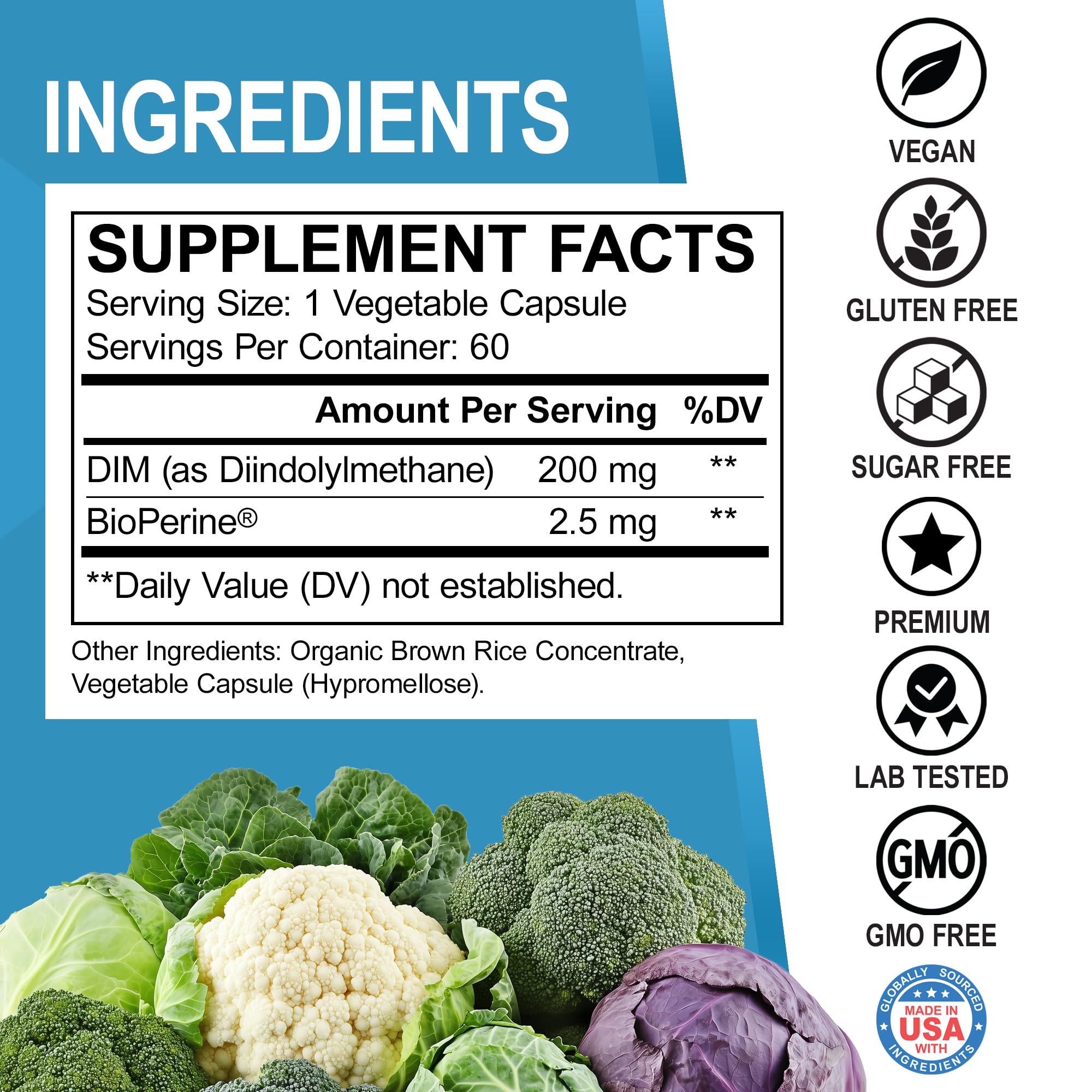 DIM Supplement for Women & Men 200mg - Androgen Estrogen Blocker for Men & Women, Hormonal Acne Pills, Hormone Balance, Menopause Support, Diindolylmethane DIM Supplement Plus BioPerine - 60 Capsules DR. BO uk supplements