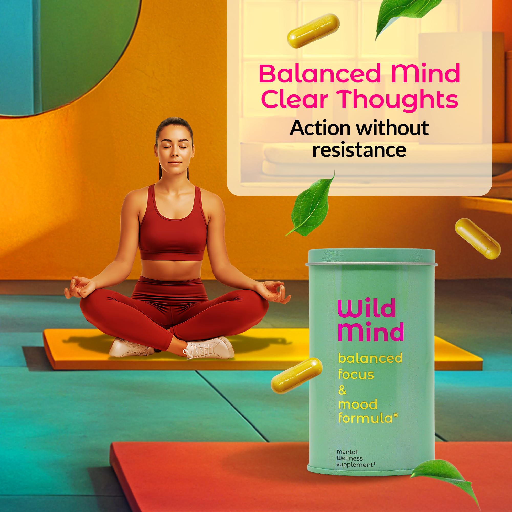 Wild Mind Mental Clarity Balanced Focus & Mood Support Supplement for Mental Wellness– 4-Ingredient Nootropic Brain Support for Calm & Energy – Vegan, 90 Capsules, 30-Day Supply Wild Mind uk supplements