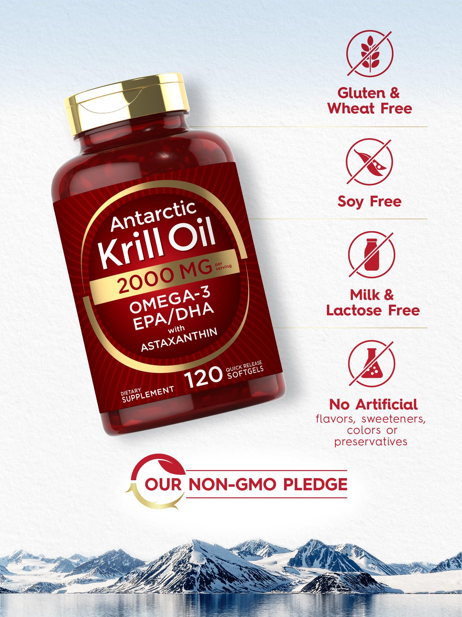 Carlyle Antarctic Krill Oil 2000 mg 120 Softgels | Omega-3 EPA, DHA, with Astaxanthin Carlyle uk supplements