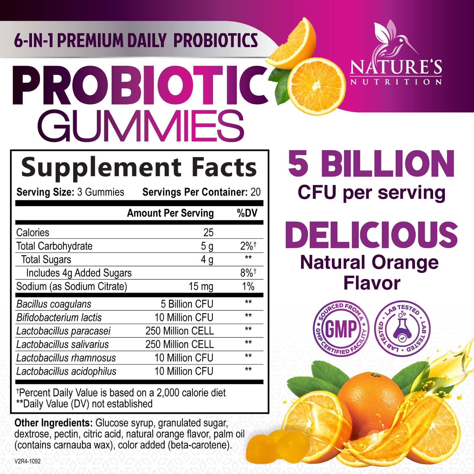 Probiotics for Digestive Health Gummies 5 Billion CFU - 6 Unique Strains for Daily Immune Support & Gut Health, Constipation, Gas & Bloating - Best Probiotic Supplement for Women & Men - 60 Gummies Nature's Nutrition uk supplements