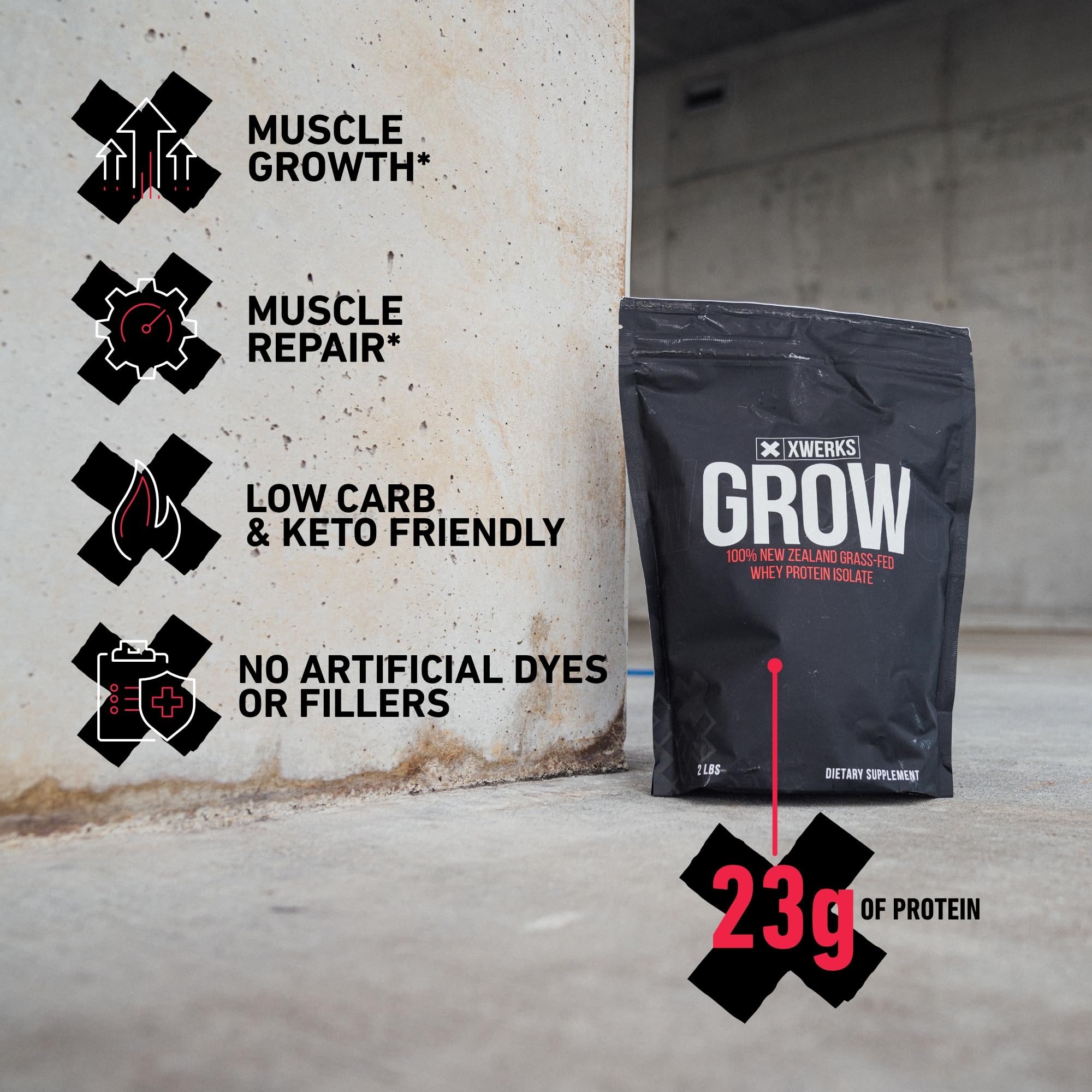 Xwerks Grow 100% New Zealand Grass-Fed Whey Protein - 25g of Pure Isolate Protein Xwerks uk supplements