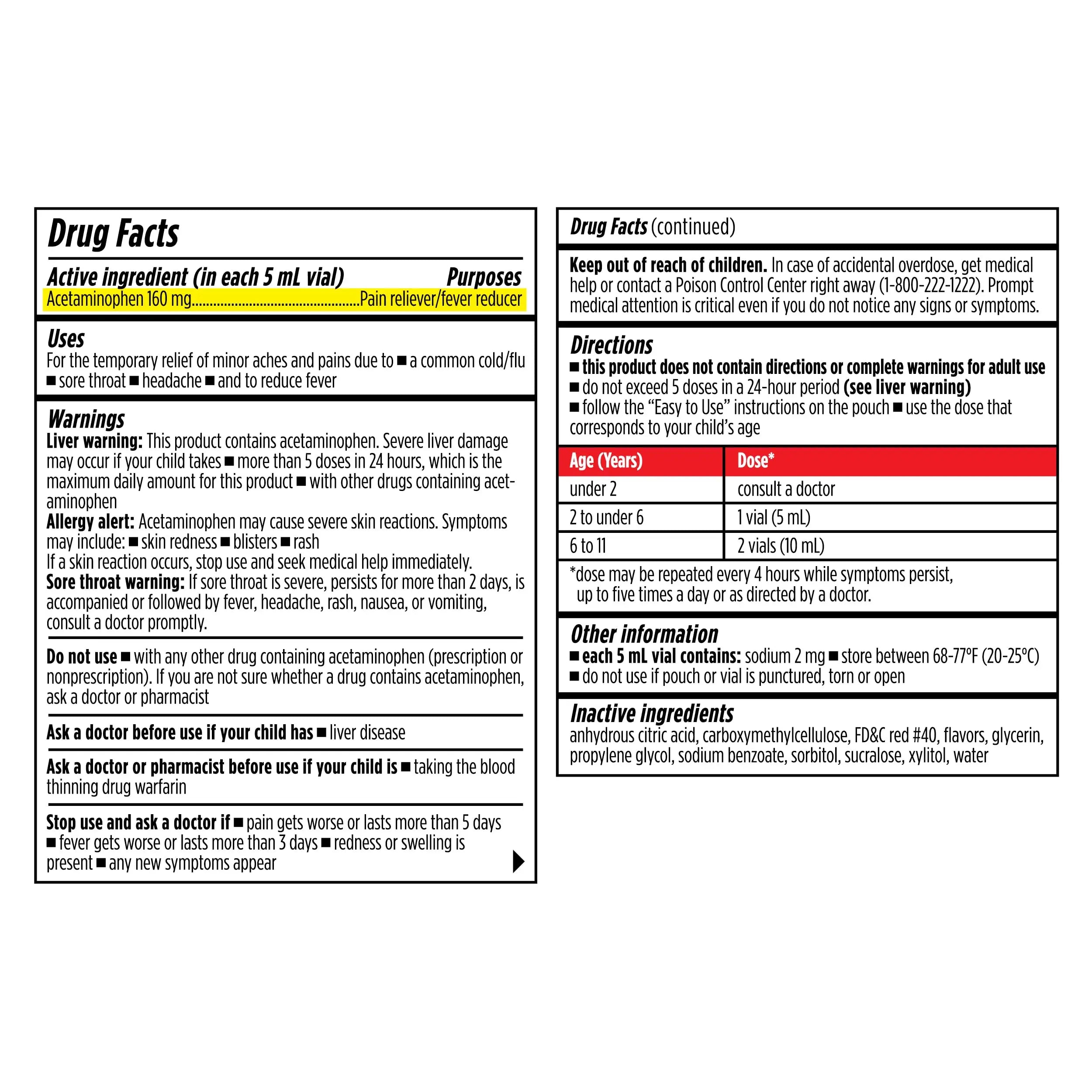 Dr. Kids Children’s Pain and Fever Medicine - Acetaminophen for Kids Ages 2-11, Pre-Measured Single-Use Vials for Headache, Sore Throat, Cold and Flu, Cherry Flavor, 20 Count Dr. Kids uk supplements