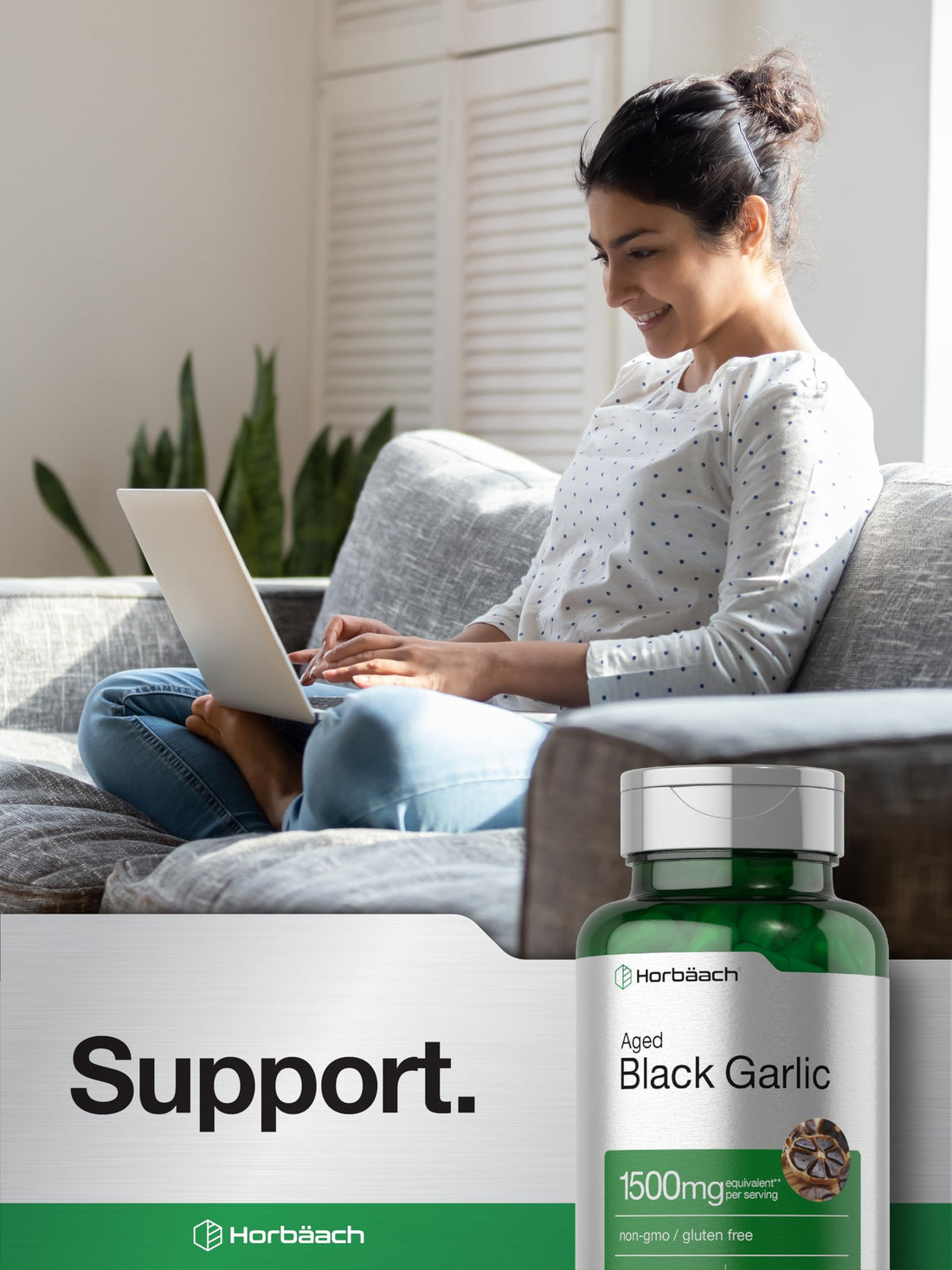 Aged Black Garlic Capsules 1500mg | 60 Count | Fermented Extract Supplement Horbäach uk supplements