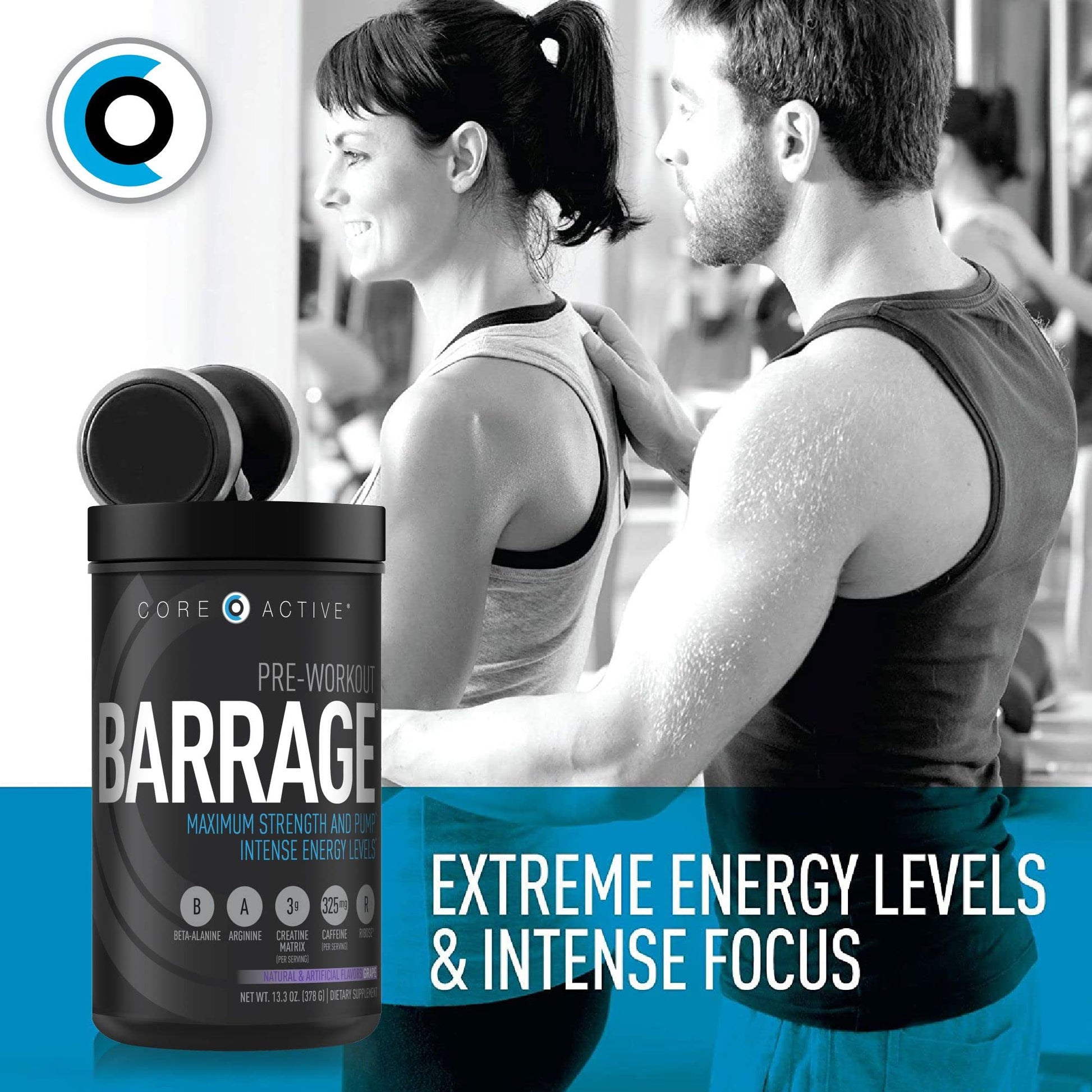 (CORE)ACTIVE Barrage Pre Workout Powder - Preworkout for Women & Men, Creatine (CORE)ACTIVE uk supplements