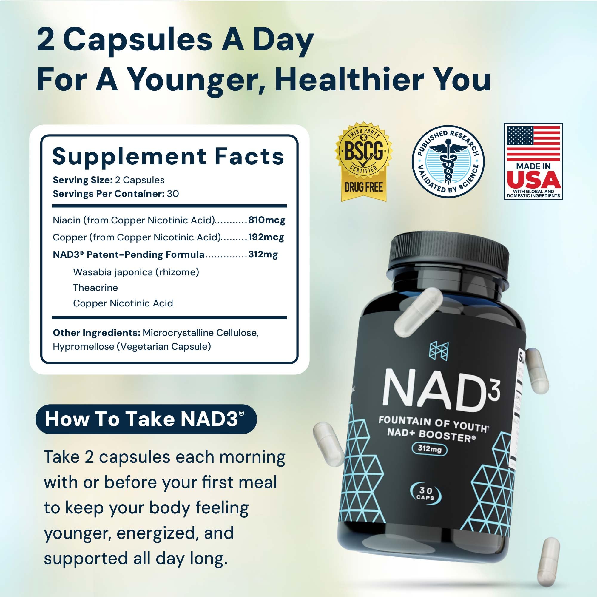 HPN NAD+ Booster – Nicotinamide Riboside Alternative (NAD3) for Men & Women | Anti Aging NRF2 Activator, 312 mg per Serving – Natural Energy Supplement for Longevity & Cellular Health, 30 Veggie Pills HPN uk supplements