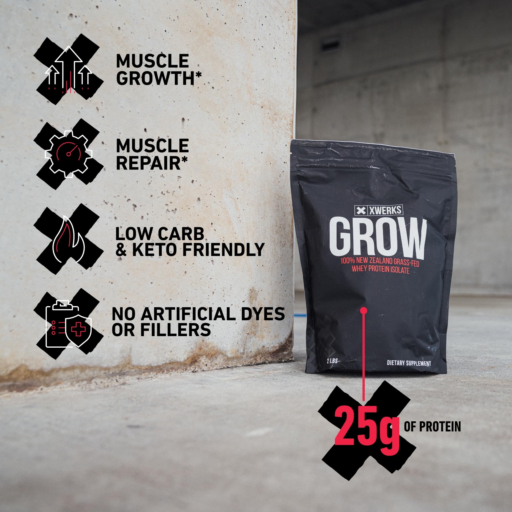 Xwerks Grow 100% New Zealand Grass-Fed Whey Protein - 25g of Pure Isolate Protein Xwerks uk supplements