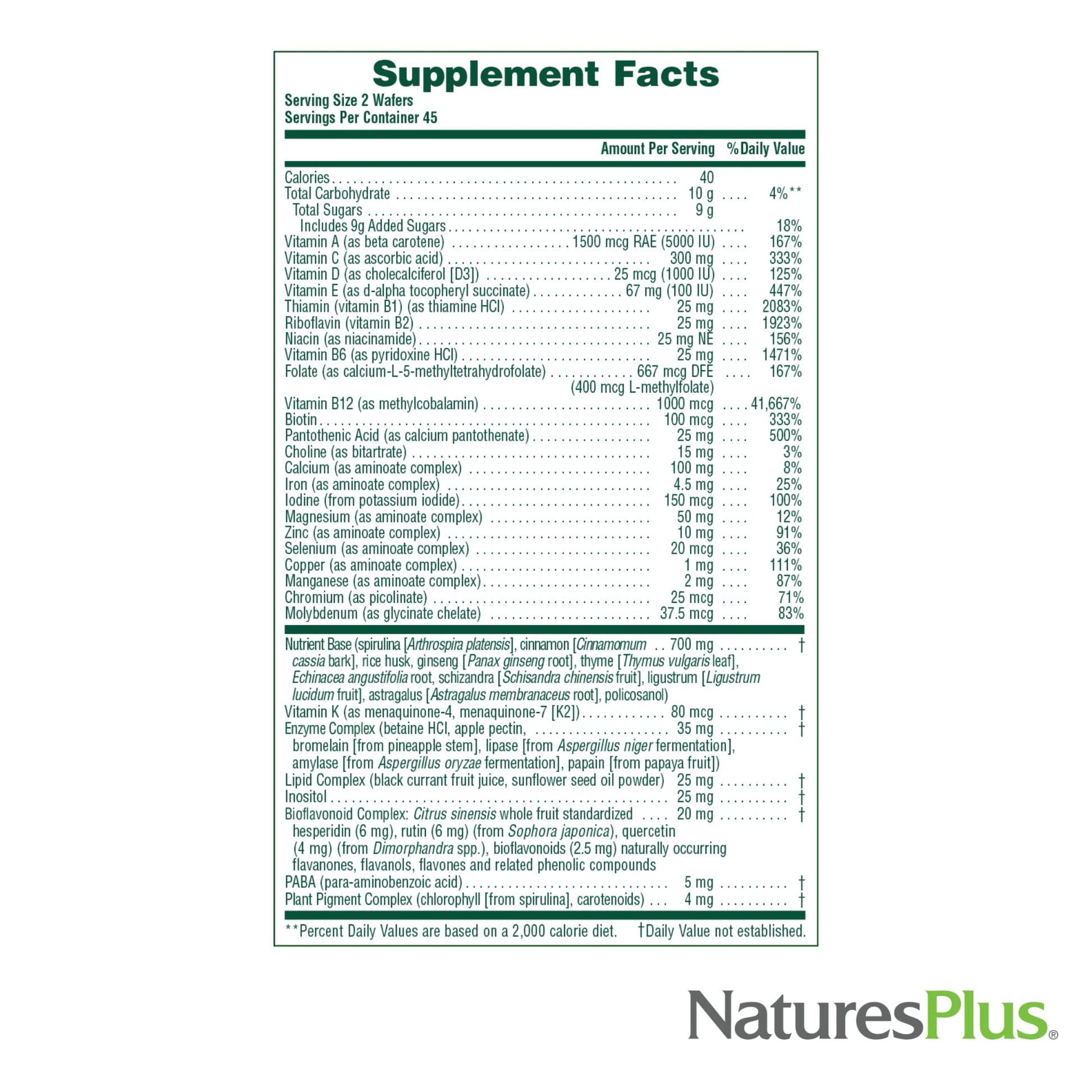Natures Plus Source of Life Adult’s Chewable, Apple Cinnamon - 90 Wafers, Pack of 2 - Multi-Vitamin & Mineral Supplement - Gluten Free, Vegetarian - 90 Total Servings NaturesPlus uk supplements