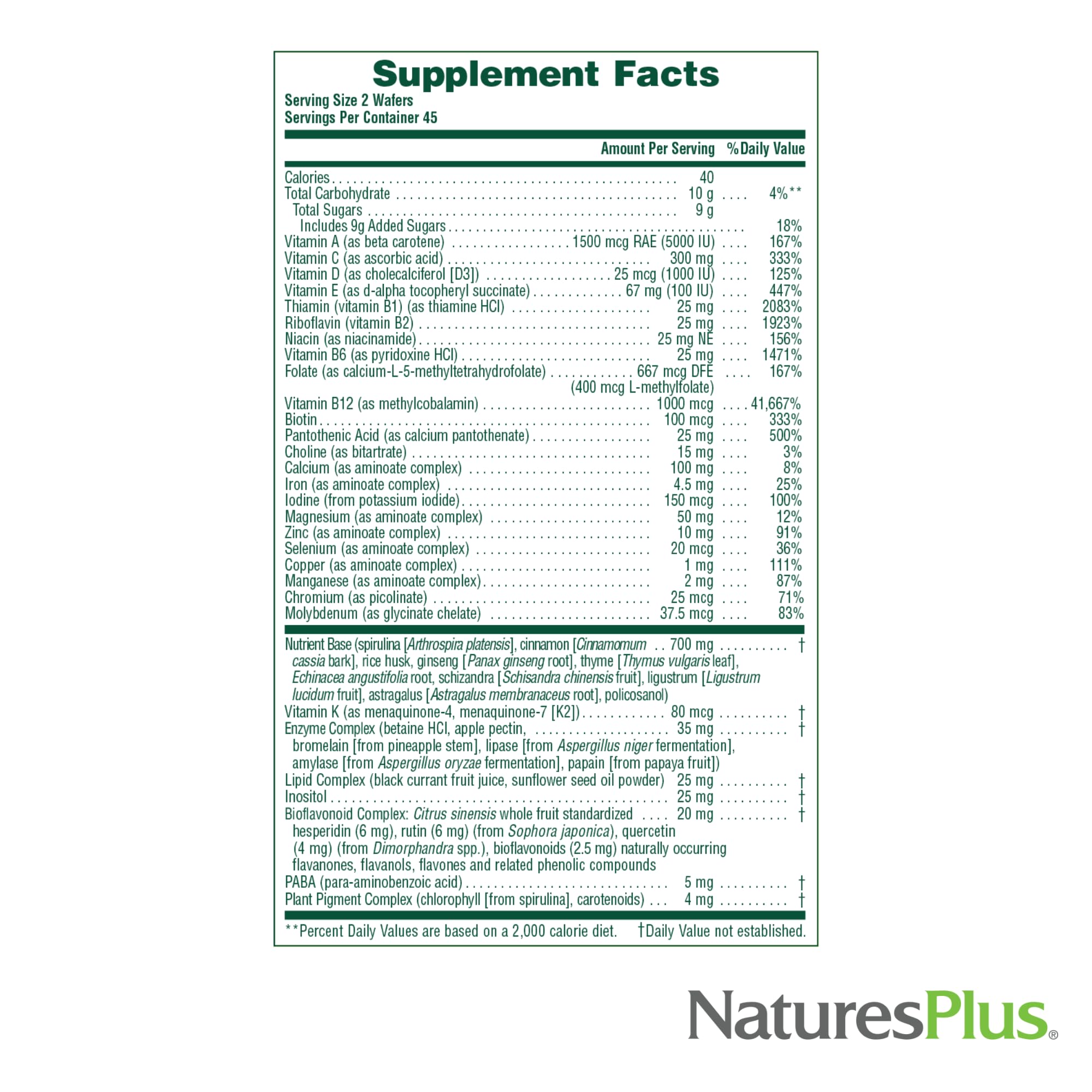 Natures Plus Source of Life Adult’s Chewable, Apple Cinnamon - 90 Wafers, Pack of 2 - Multi-Vitamin & Mineral Supplement - Gluten Free, Vegetarian - 90 Total Servings NaturesPlus uk supplements