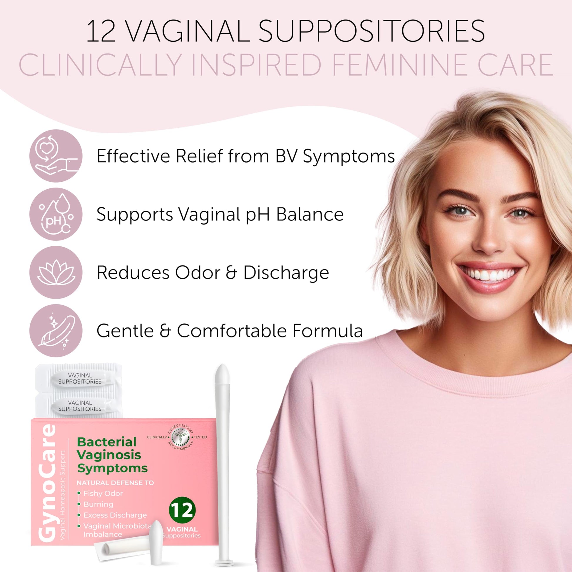 Bacterial Vaginosis Treatment | BV Treatment For Women | Boric Acid Suppositories For Women | Natural Homeopathic for Odor, Itching, Discharge, BV, and Vaginal Microbiota Imbalance | 12 Suppositories Terramed Just Think Comfort uk supplements