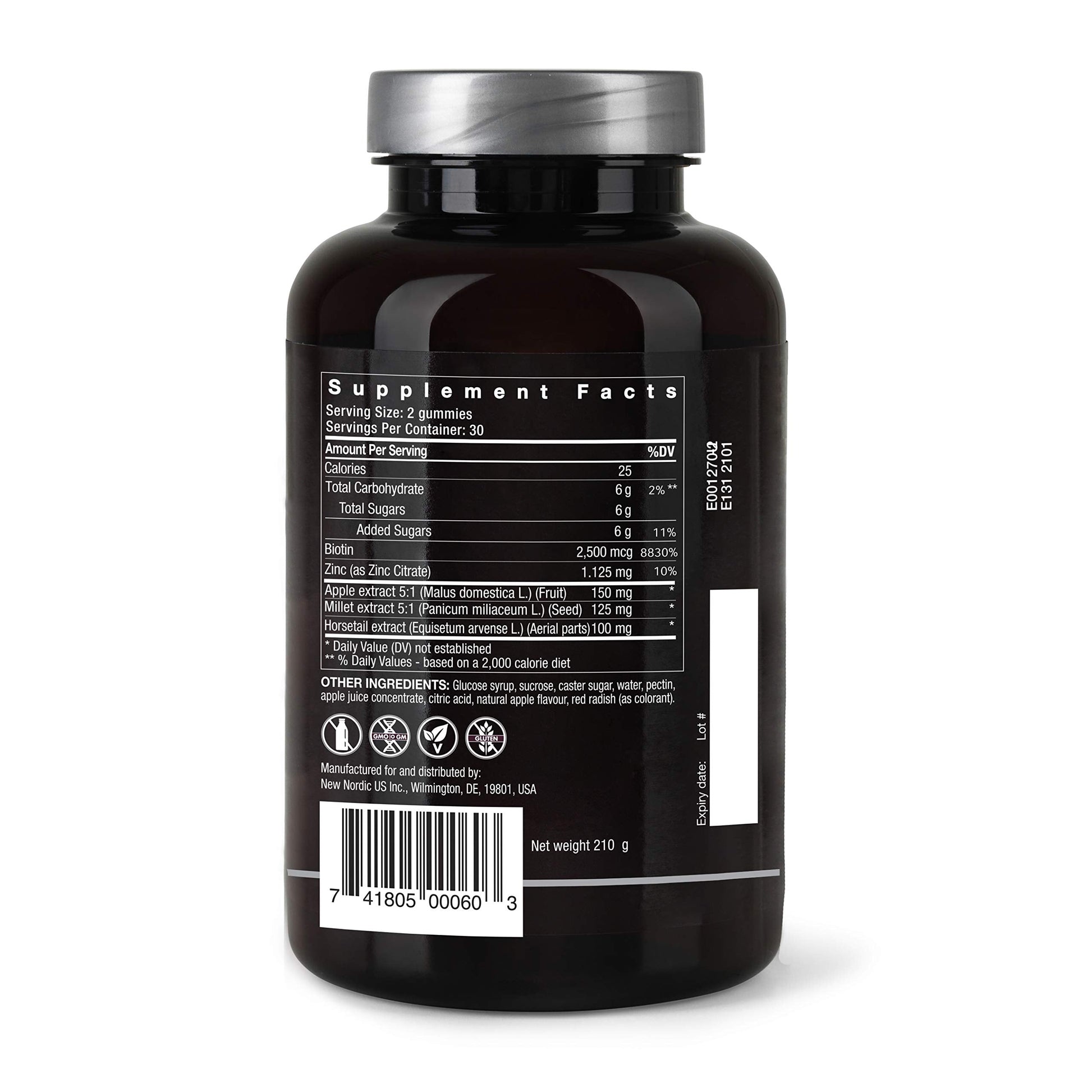 NEW NORDIC Hair Volume Gummies, 2500 mcg Biotin, Daily Hair Vitamins Supplement to Support Hair Skin & Nails, Vegan, 60 Count (Pack of 3) NEW NORDIC uk supplements