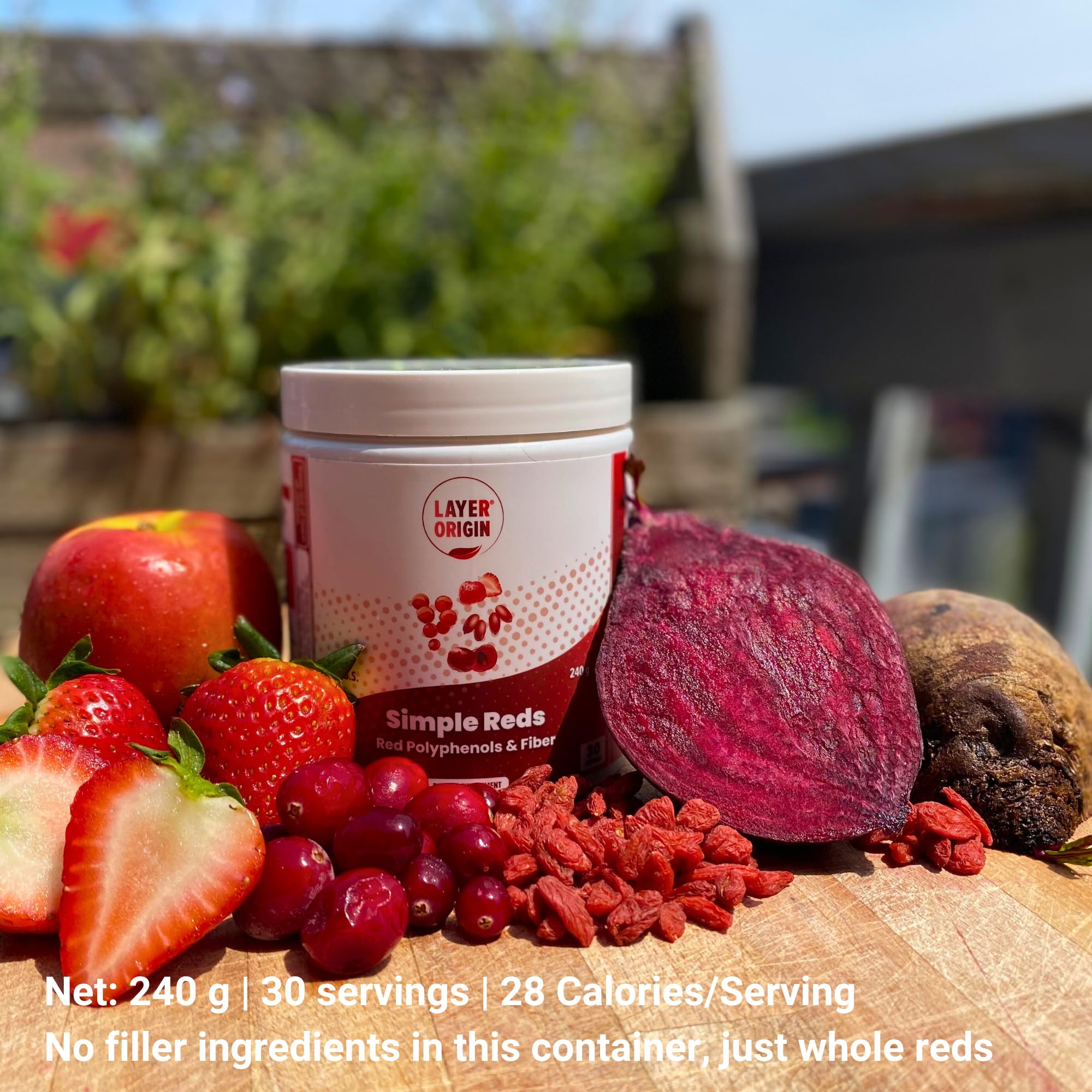 Layer Origin Simple Reds - Organic Red Polyphenols Whole Fruit Powder | Five Real Whole Fruits | 30 Servings Layer Origin uk supplements