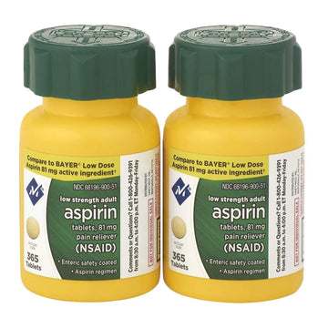 Sam's West Member's Mark Low Strength Adults Enteric Safety Coated Aspirin Regimen Tablets Pain Reliever NSAID, 81 mg, 2 Bottles, 730 Tablets MEMBER´S MARK uk supplements