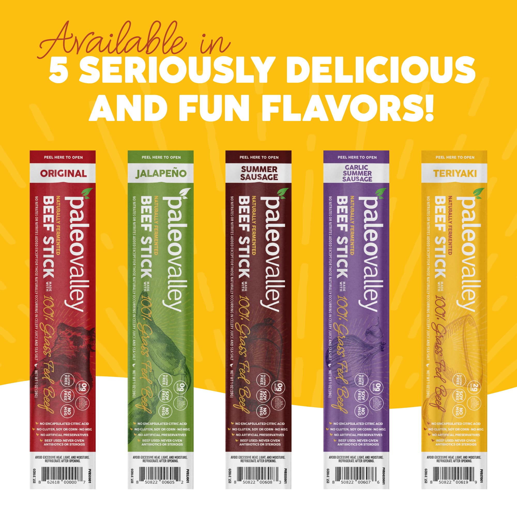 Paleovalley 100% Grass Fed Teriyaki Beef Sticks - Delicious Gluten Free Beef Snack - High Protein Keto Friendly Paleovalley uk supplements