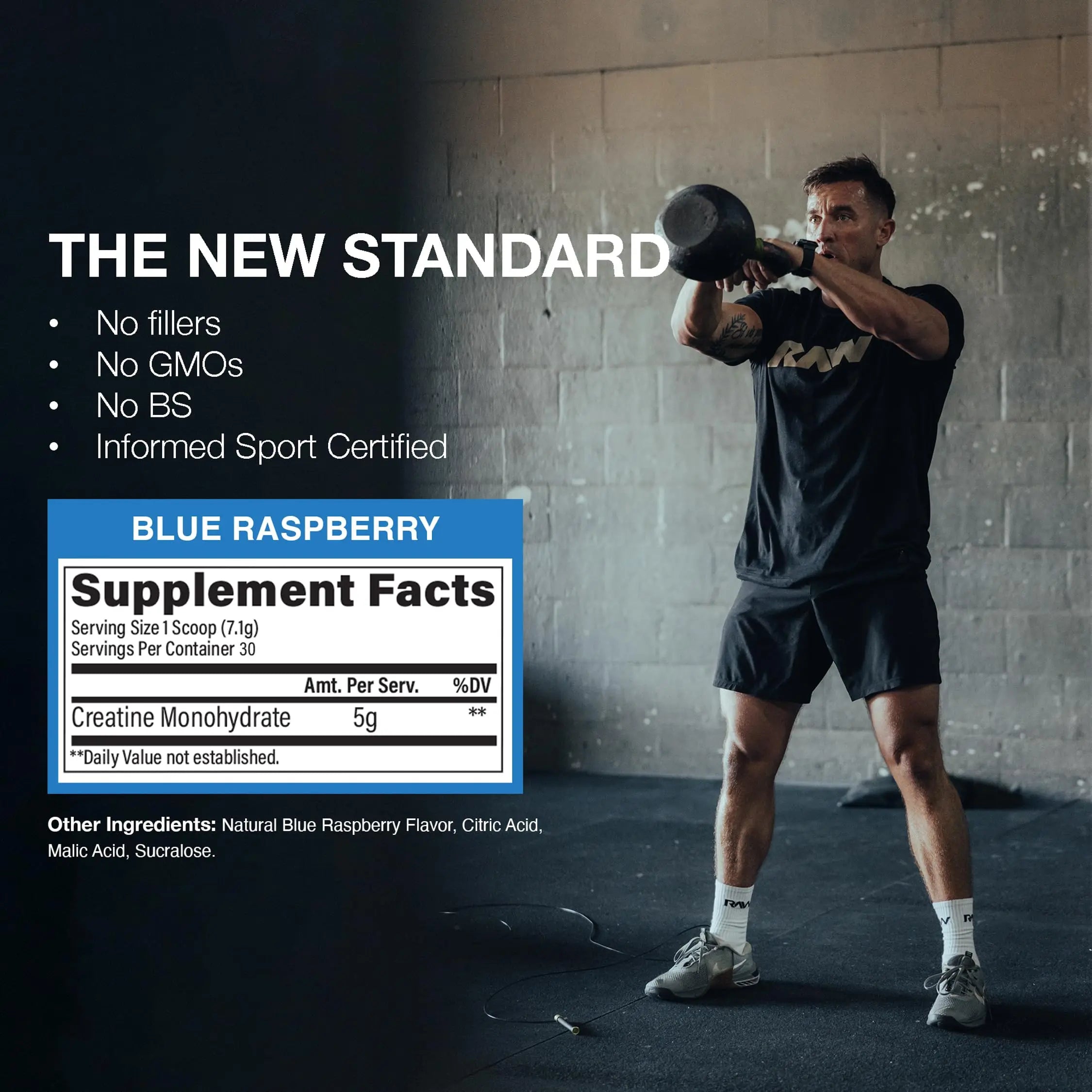 RAW Nutrition Creatine Monohydrate Powder, Blue Raspberry (30 Servings) - Micronized Creatine Monohydrate Supplement for Workout Performance, Build Muscle & Strength RAW uk supplements
