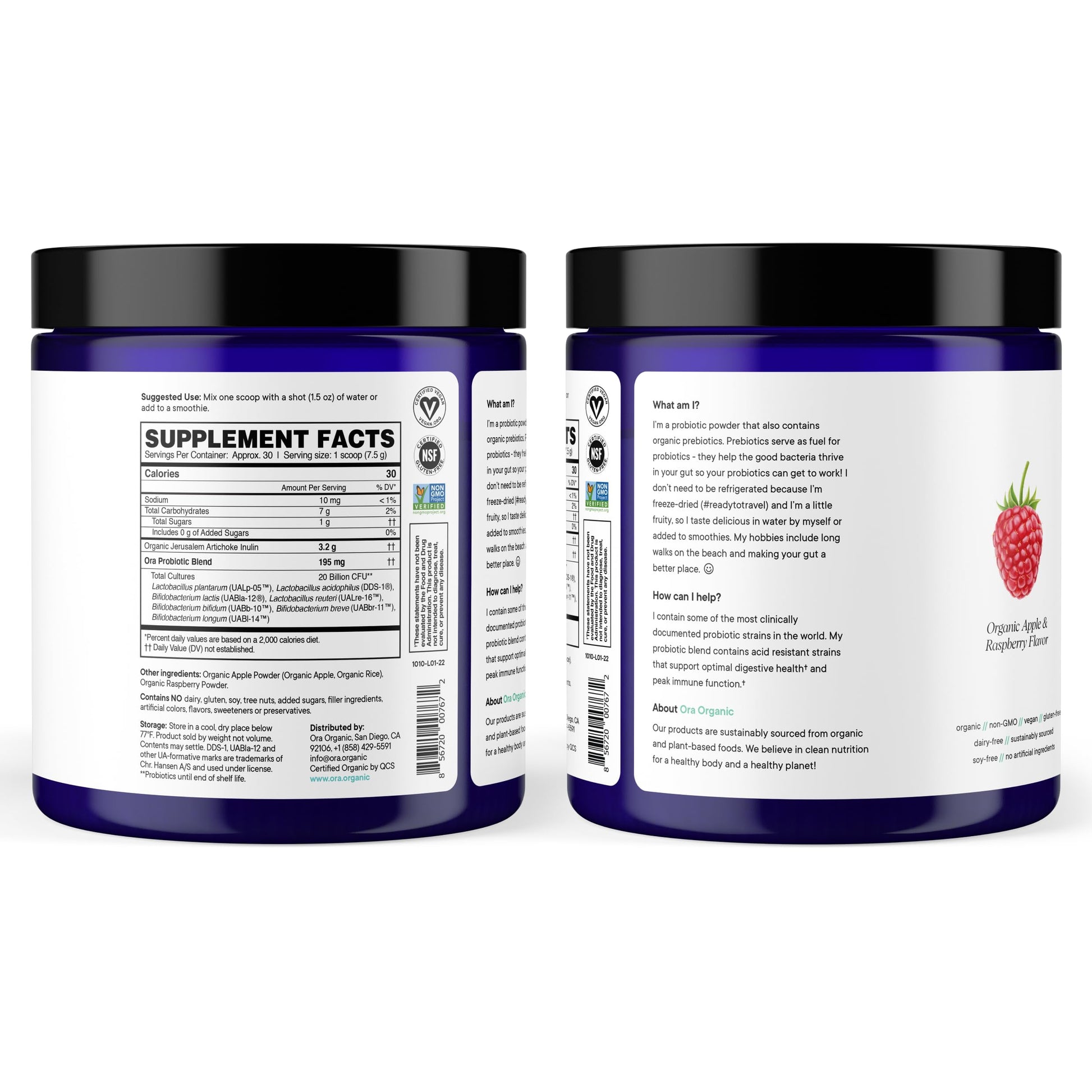 Ora Organic Prebiotic and Probiotic Powder Supplement - 20 Billion Probiotics, 7 Strains for Best Prebiotic Powder, Non-GMO, Probiotics for Women, Men & Kids - Apple Raspberry Flavor, 30 Servings… Ora Organic uk supplements