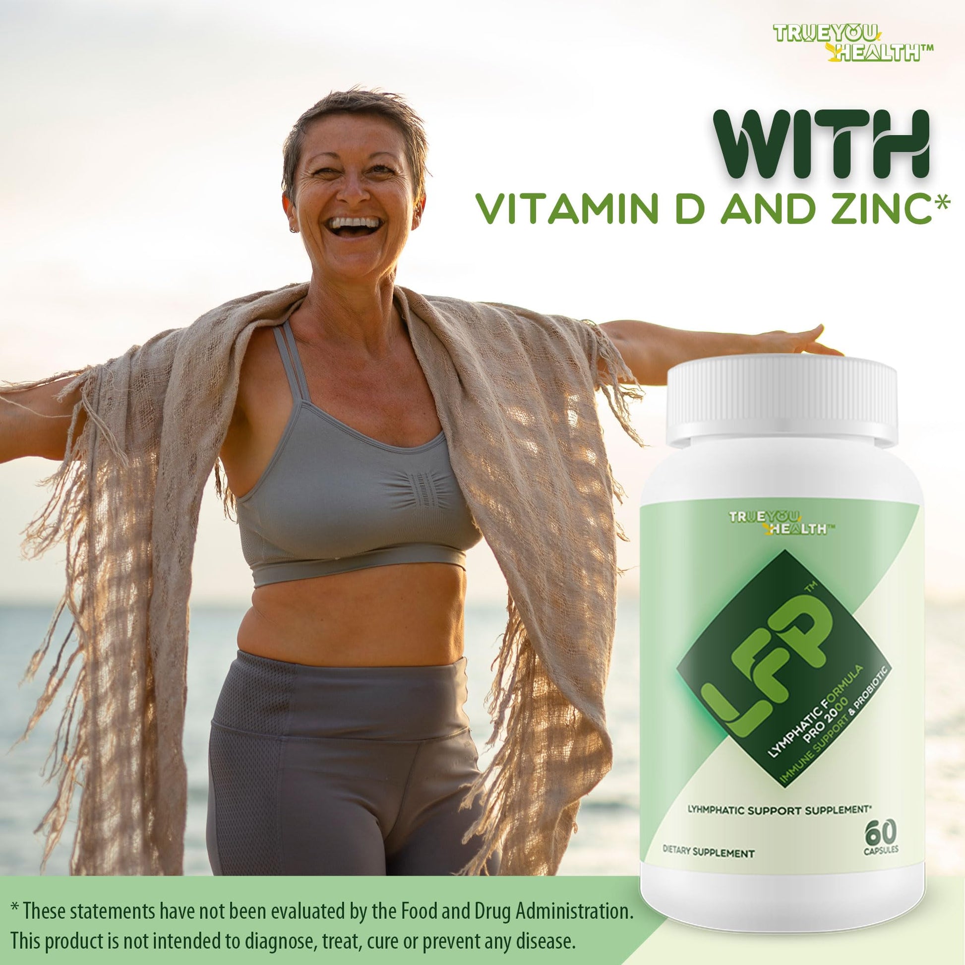LFP - Lymphatic Formula Pro 2000 Immune Support & Probiotic - Lymphatic Support Supplement to Promote Healthy Immune System & Lymphatic Function - Aid Immune Response, Gut Health, & Overall Health True You Health uk supplements