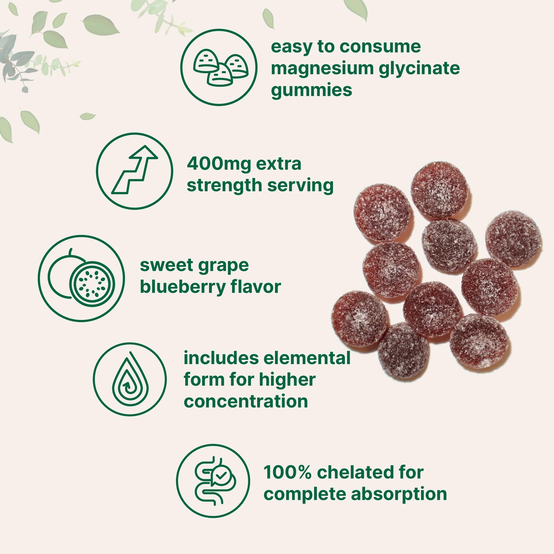 Magnesium Glycinate Gummies 400mg Per Serving, 120 Count | Natural Grape Blueberry Flavor | Potent Elemental Form + Chelated for High Absorption | Healthy Muscle, Bones, & Mood Support Supplement Micro Ingredients uk supplements