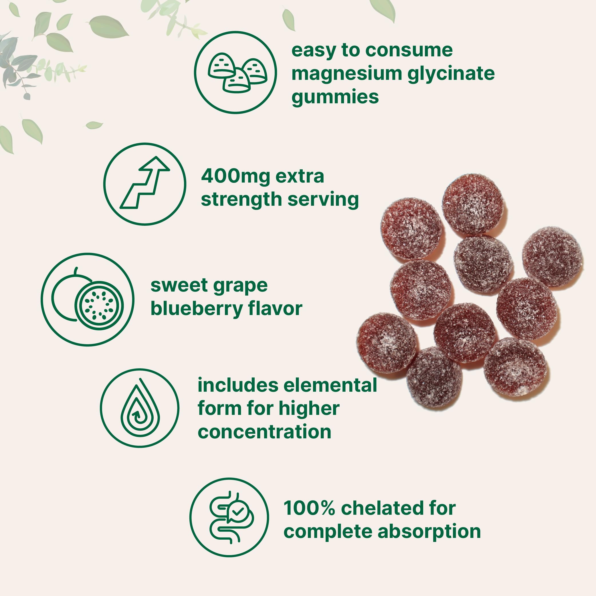 Magnesium Glycinate Gummies 400mg Per Serving, 120 Count | Natural Grape Blueberry Flavor | Potent Elemental Form + Chelated for High Absorption | Healthy Muscle, Bones, & Mood Support Supplement Micro Ingredients uk supplements