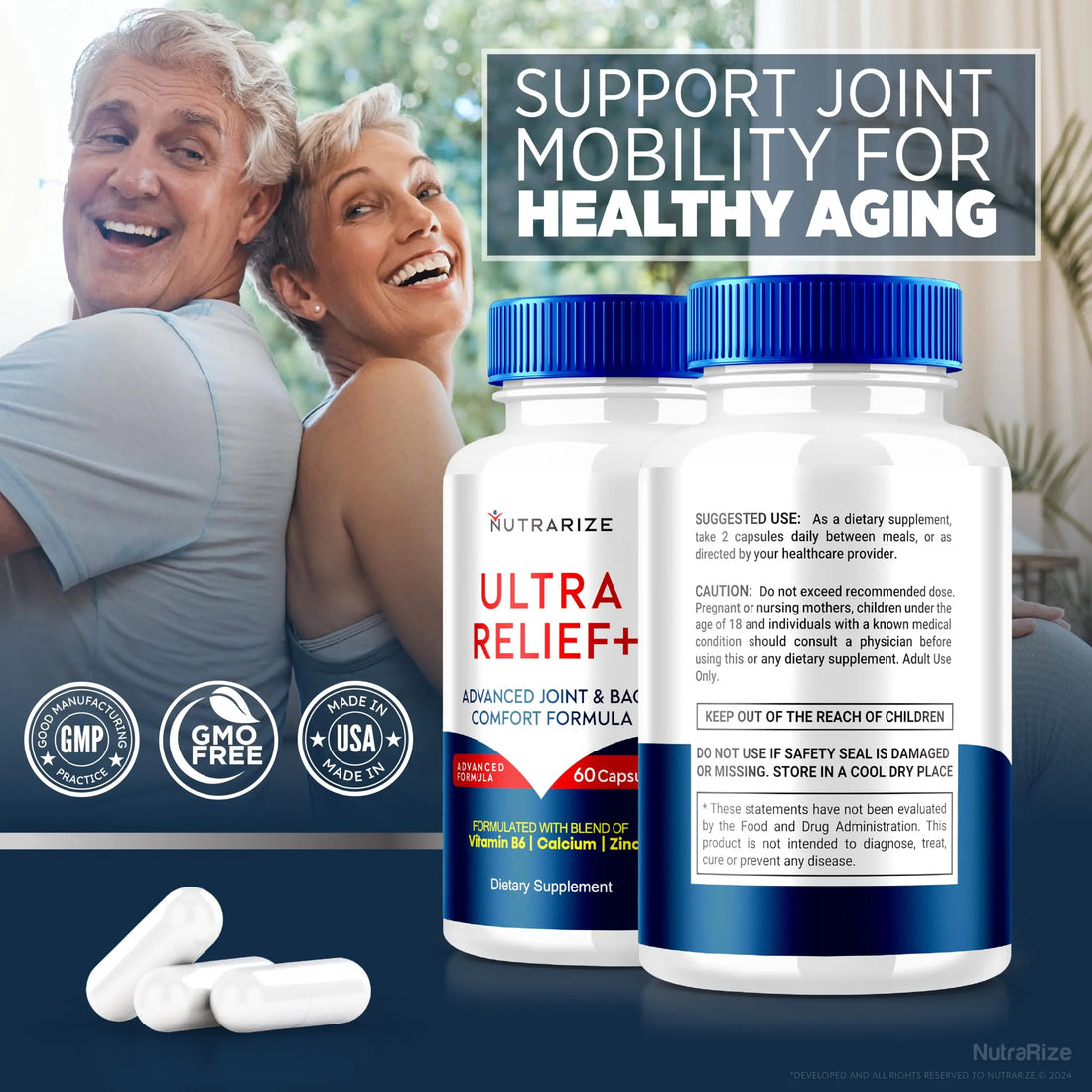 (2 Pack) Ultra Relief+ Capsules, Official Formula for Joint Health, All-Natural Supplement to Support Joint Function and Mobility, Ultra Relief + Pills, Ultra Relief Plus Reviews (120 Capsules) NutraRize uk supplements