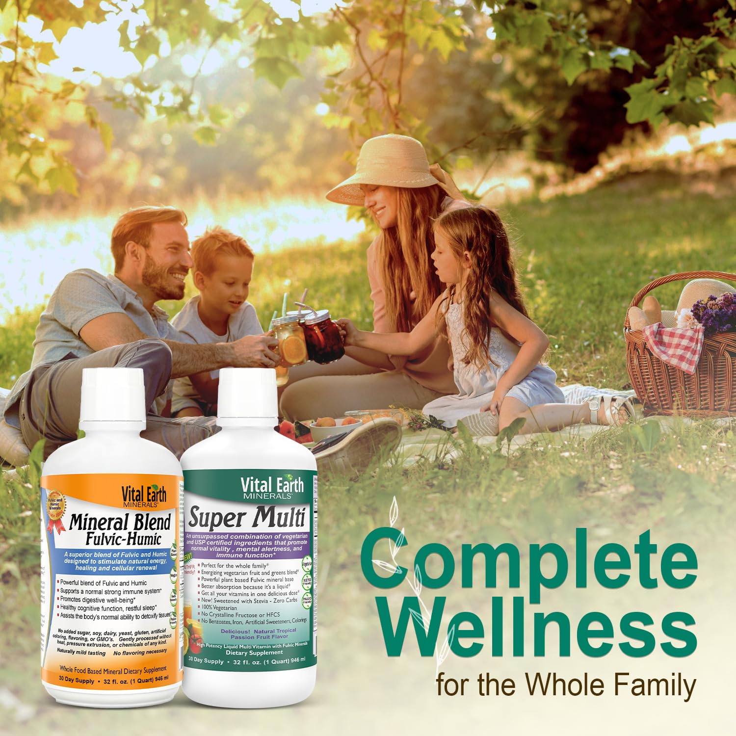 Vital Earth Minerals Detox and Wellness Support – Fulvic Humic Mineral Blend with 70+ Trace Minerals + Super Multi, Liquid Multivitamins, MTHFR Enhancement, 32 OZ Ea Vital Earth Minerals uk supplements