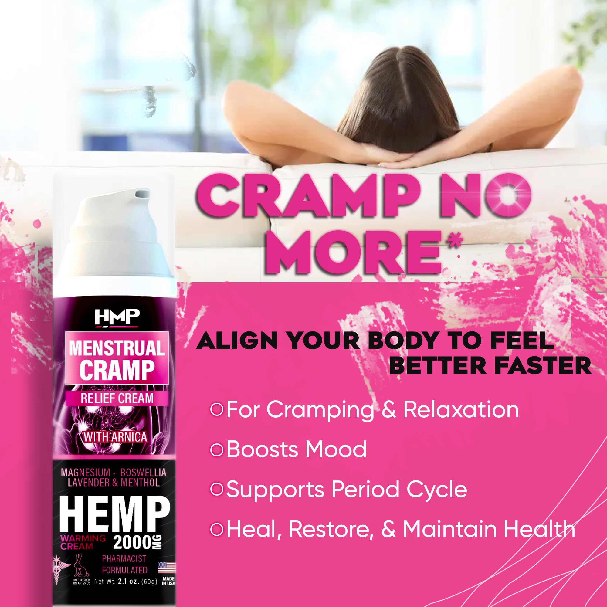 HMP BRANDS Menstrual Cramp Hemp Cream Supports Period Cramps Including Pre - Menstrual Cramp HMP BRANDS uk supplements