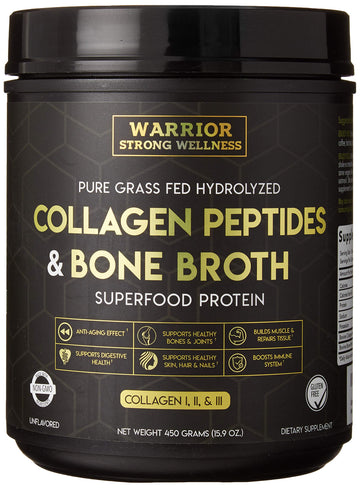 Warrior Strong Wellness Premium Collagen Peptides Bone Broth: Grass Fed Hydrolyzed Warrior Strong Wellness uk supplements