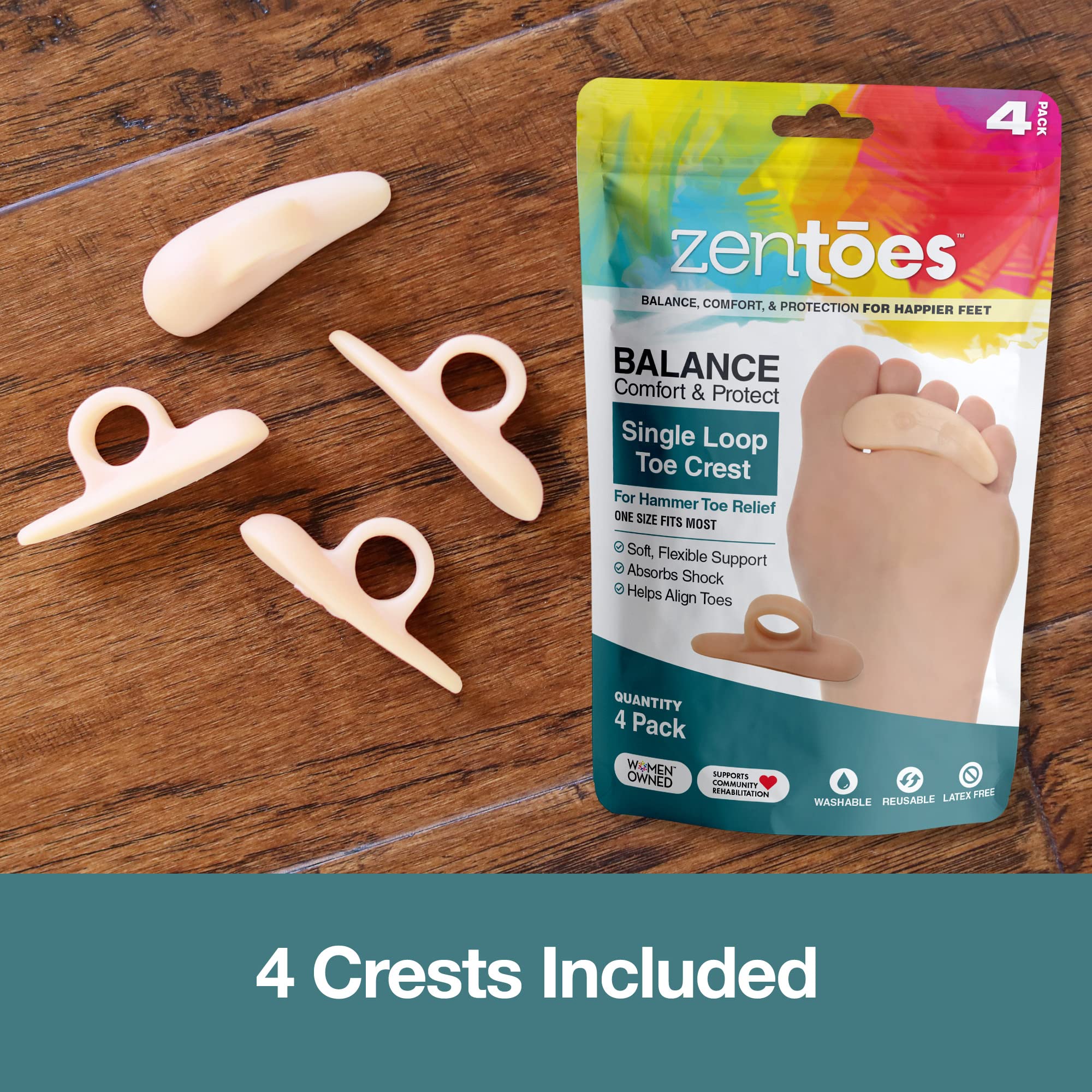 ZenToes Hammer Toe Straightener and Corrector 4 Pack Crests Relieve Foot ZenToes uk supplements