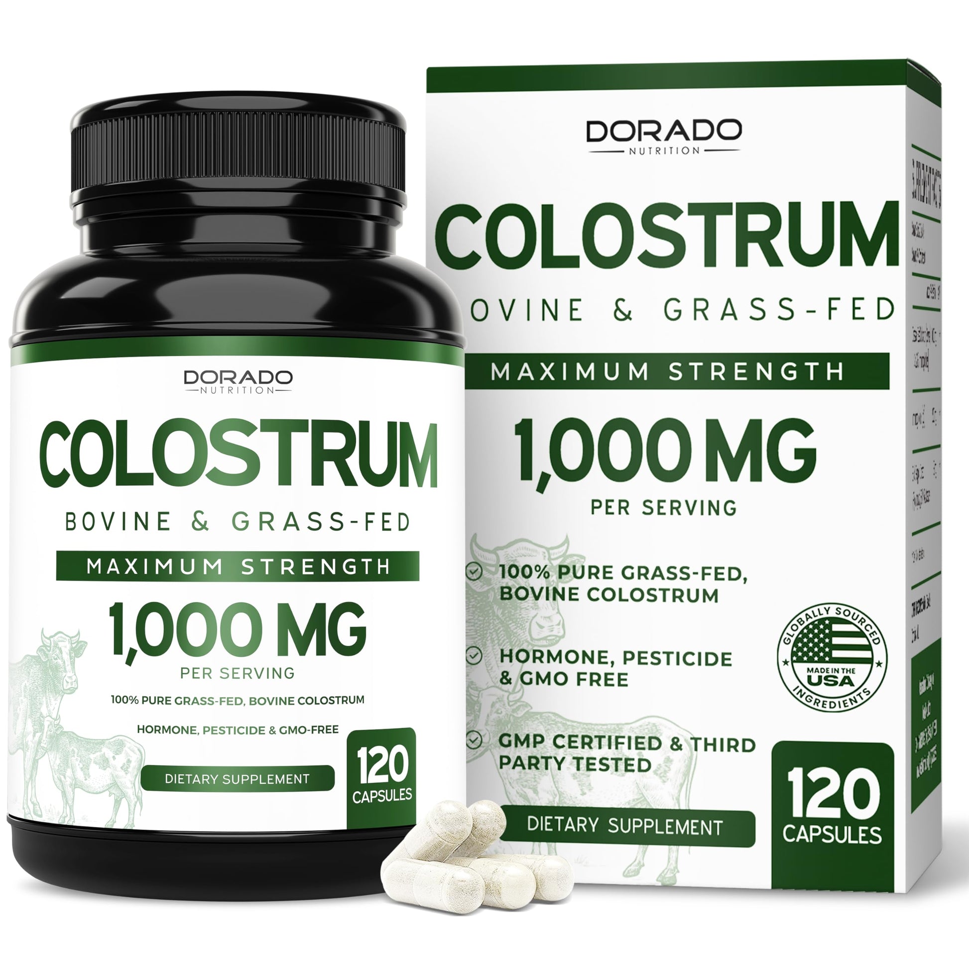 Colostrum (120 Count) Bovine Colostrum Capsules Supplement and Supergreens (60 Gummies) Superfood for Immunity Support with Greens Supplements with 8 Ingredient Power Blend - Vegan Safe & Made in USA DORADO NUTRITION uk supplements