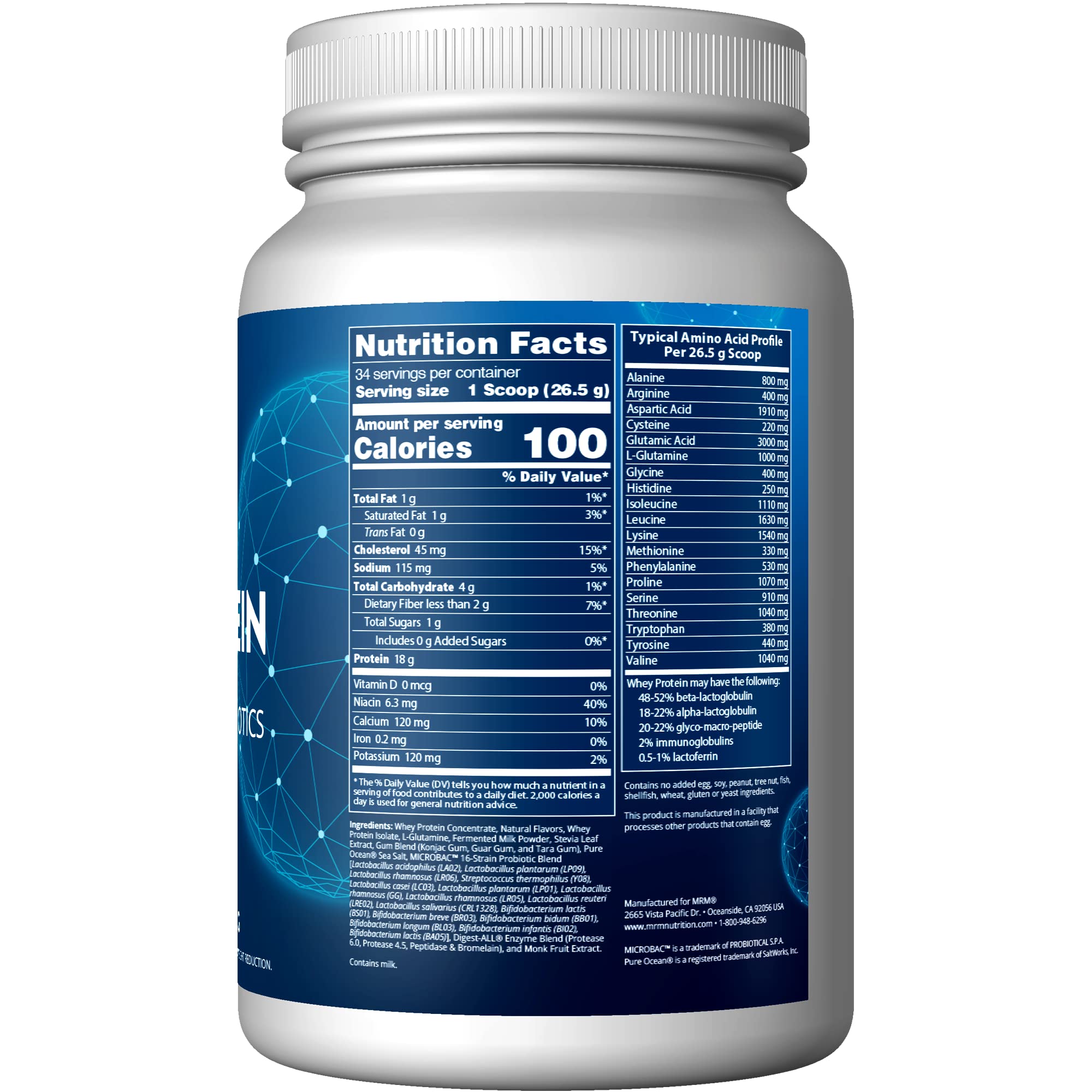 MRM Nutrition Whey Protein | Vanilla Flavored |18g Protein | with 2 Billion probiotics MRM uk supplements