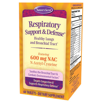 Nature's Secret Respiratory Support & Defense - 60 Tablets - Promotes Healthy Lungs & Bronchial Tract - With NAC, Fenugreek & Marshmallow - 30 Total Servings Nature's Secret uk supplements