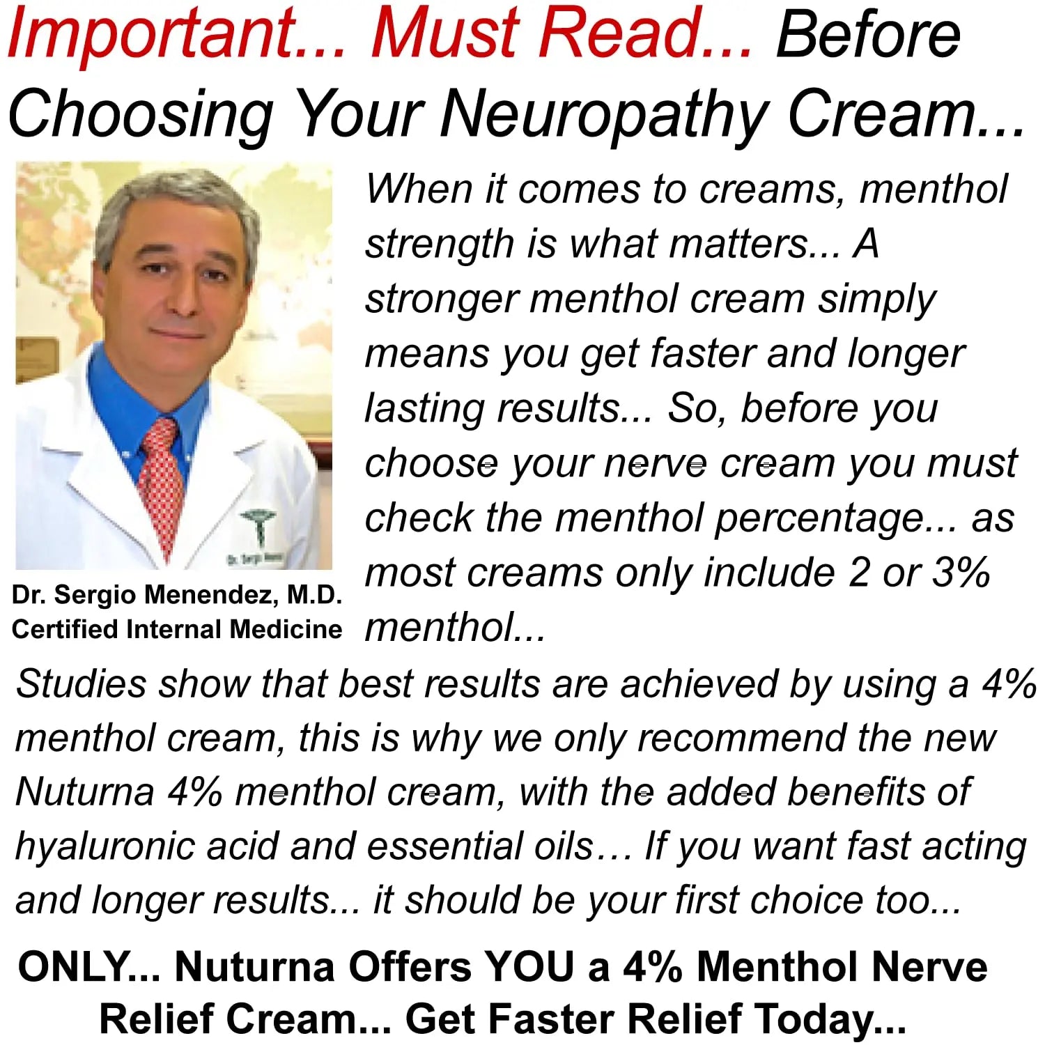 Neuropathy Nerve Relief Cream - Premium Nerve Cream 3X Action for Targeted Relief and Soothing Nerve Comfort - Maximum Strength with 4% Menthol, MSM for Feet Hands Legs Toes & Back - Extra Large 6 Oz Nuturna uk supplements
