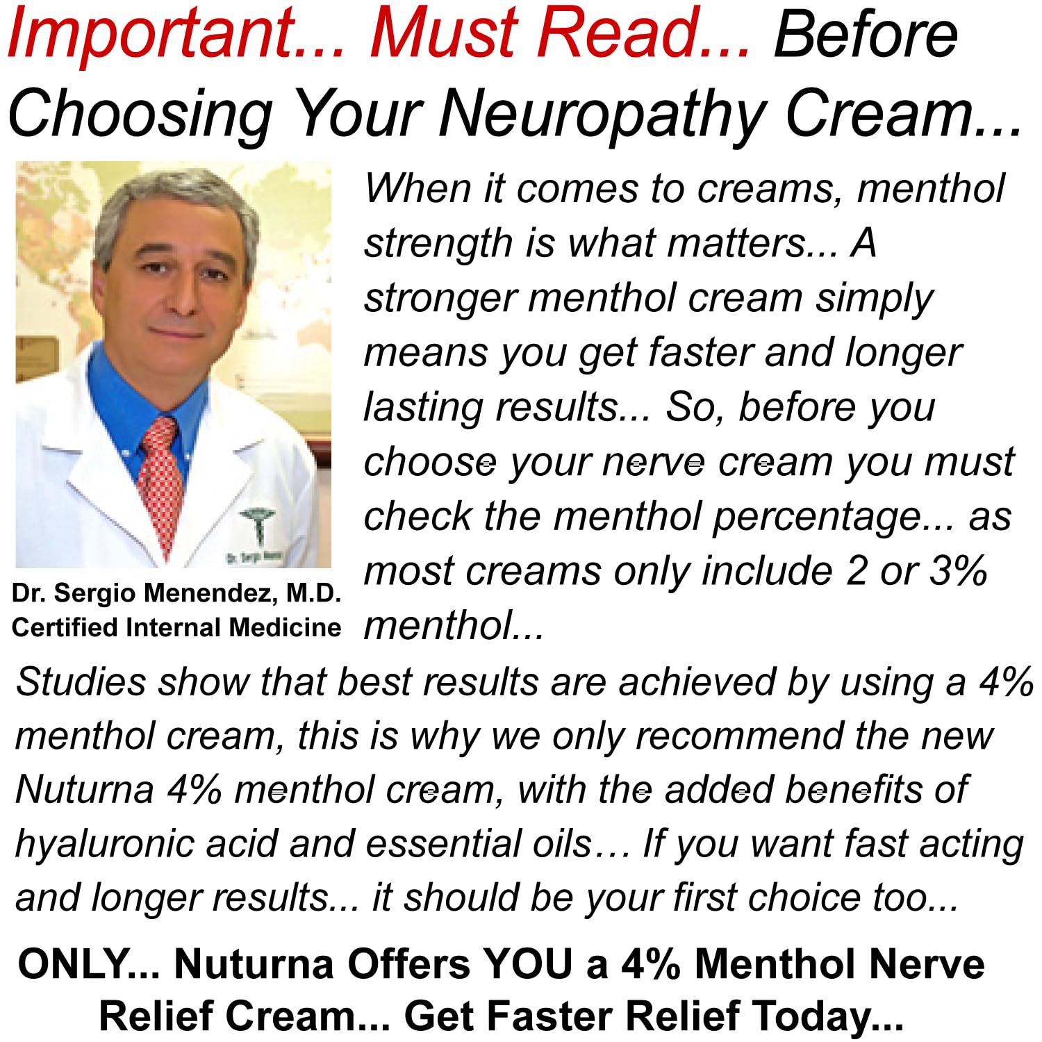 Neuropathy Nerve Relief Cream - Premium Nerve Cream 3X Action for Targeted Relief and Soothing Nerve Comfort - Maximum Strength with 4% Menthol Arnica MSM for Feet Hands Legs Toes & Back - Large 4 Oz Nuturna uk supplements
