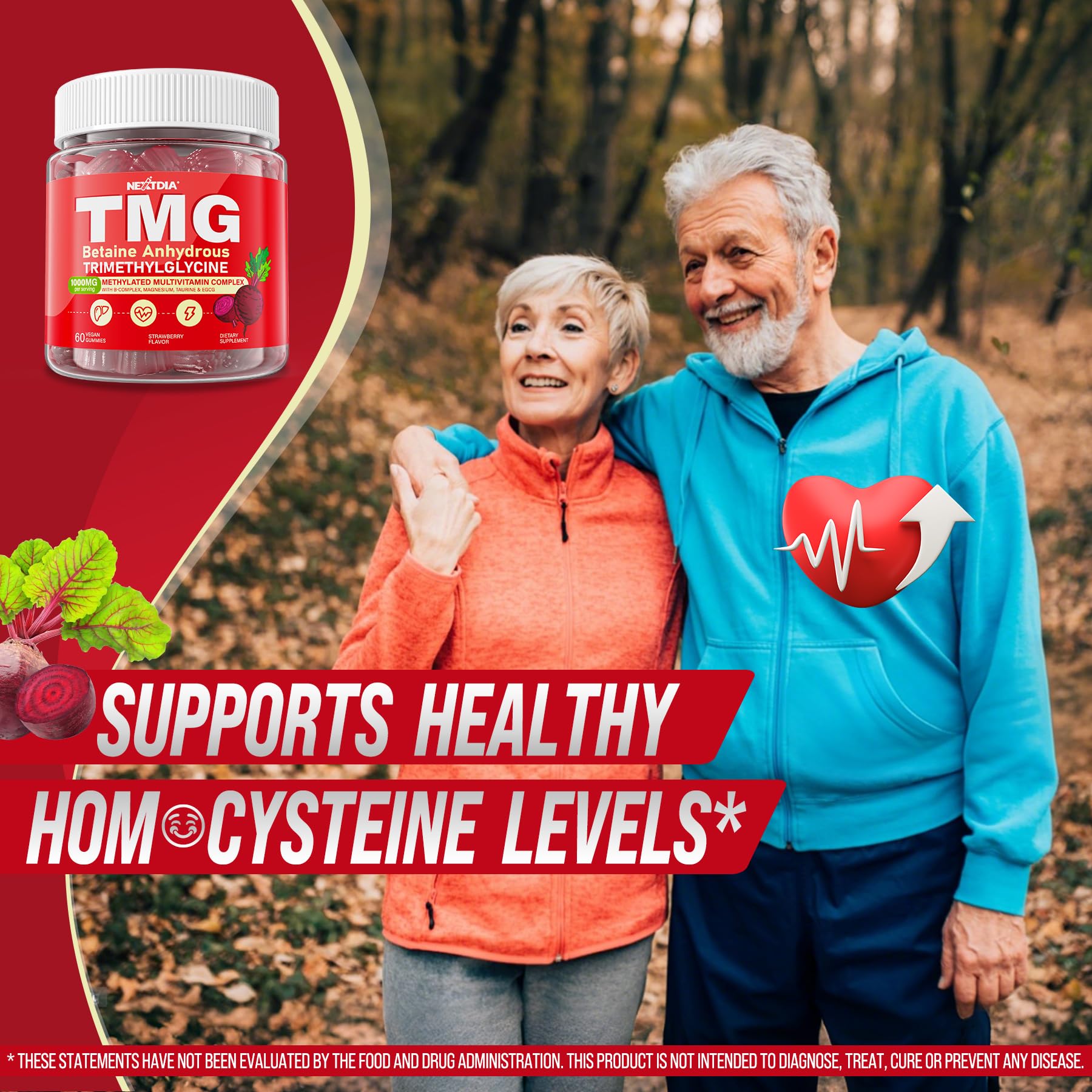 2Pack TMG Gummies 1000mg Betaine Anhydrous + Methylated Multivitamin & B Complex Methylated(Methylfolate B12 B6), Magnesium, Taurine - Essential Trimethylglycine for Homocysteine Levels, Brain, Energy Nextdia uk supplements