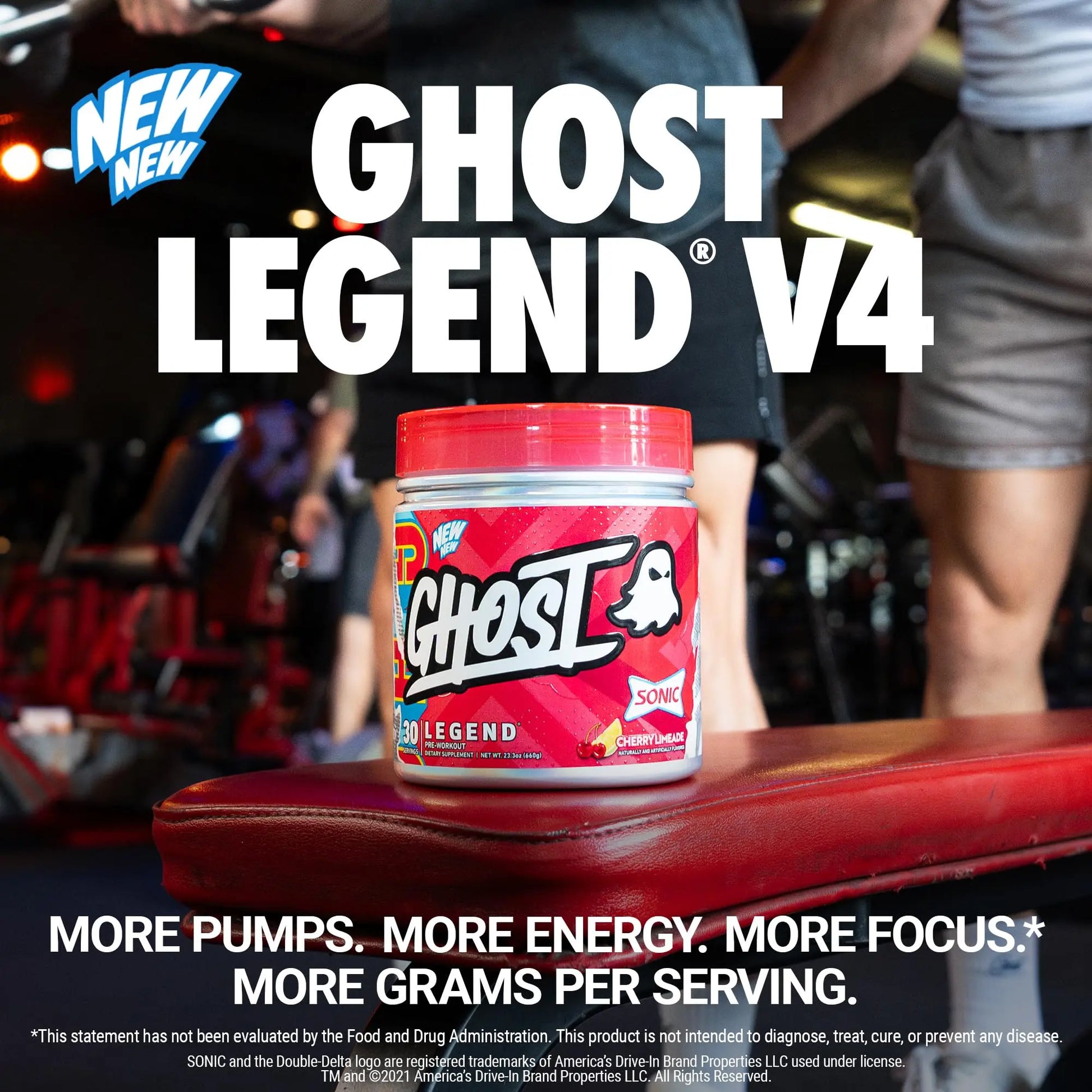 GHOST Legend Pre Workout Powder, Sonic Cherry Limeade - 30 Servings – Pre-Workout for Men & Women with Choline, L-Citrulline, GHOST uk supplements