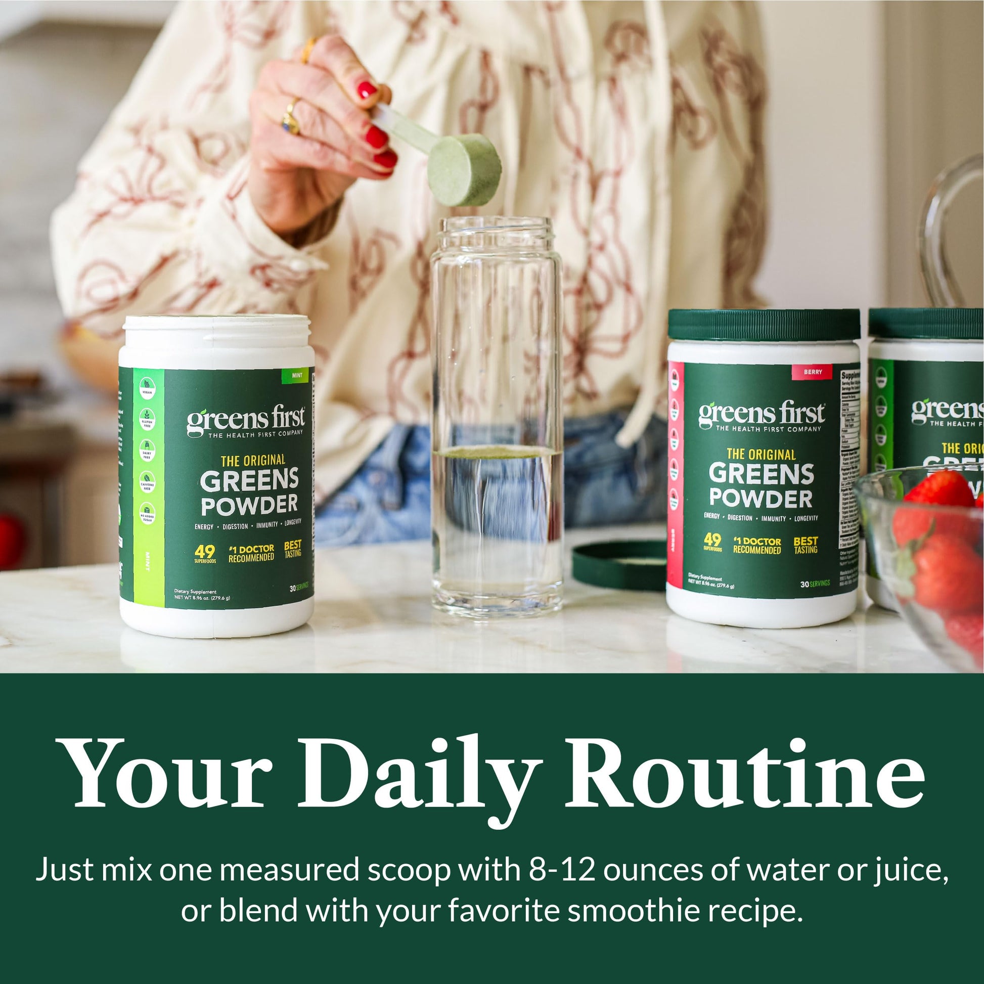 Greens First Original Greens Powder - 49 Superfoods - Organic Fruits & Veggies - Prebiotics, Probiotics & Digestive Enzymes - Antioxidant Smoothie - Dairy Free, Vegan & Non-GMO (Mint, 30 Servings) Greens First uk supplements