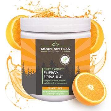 Mountain Peak Nutritionals Energy Formula - All in One Multi-Mineral Powder - Complete Nutrition, Vitamin, Mineral, and Electrolyte Supplement for Men & Women - Orange Flavor (255g, 30 Servings) Mountain Peak Nutritionals uk supplements