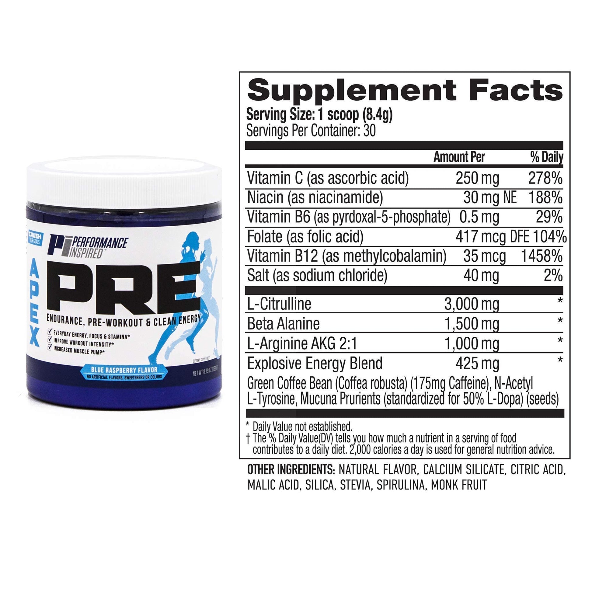 PERFORMANCE INSPIRED Nutrition - APEX Pre Workout Powder - Increase Energy & Endurance PERFORMANCE INSPIRED uk supplements