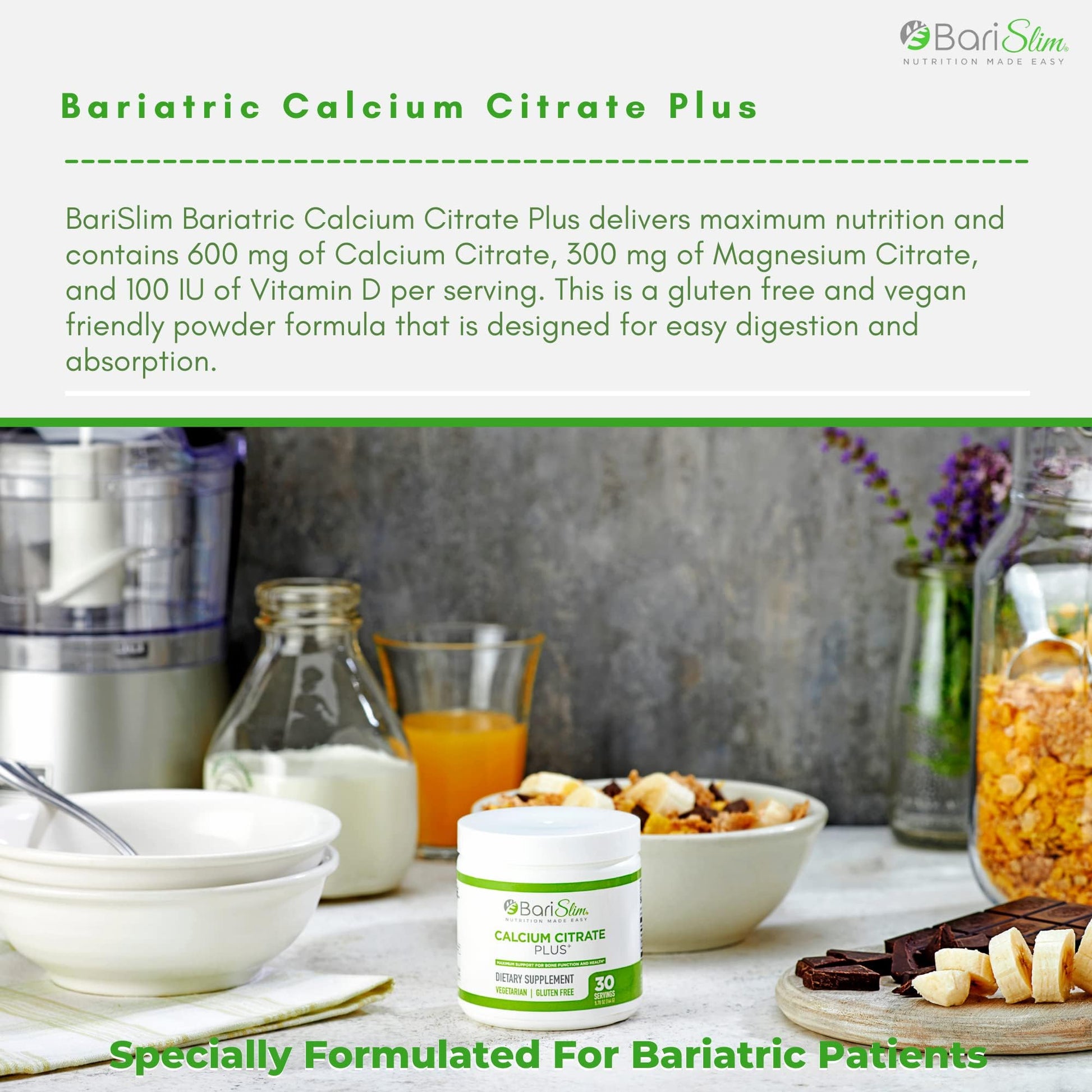 BariSlim Bariatric Calcium Citrate Plus Powder - Formulated for Patients After Weight Loss BariSlim uk supplements