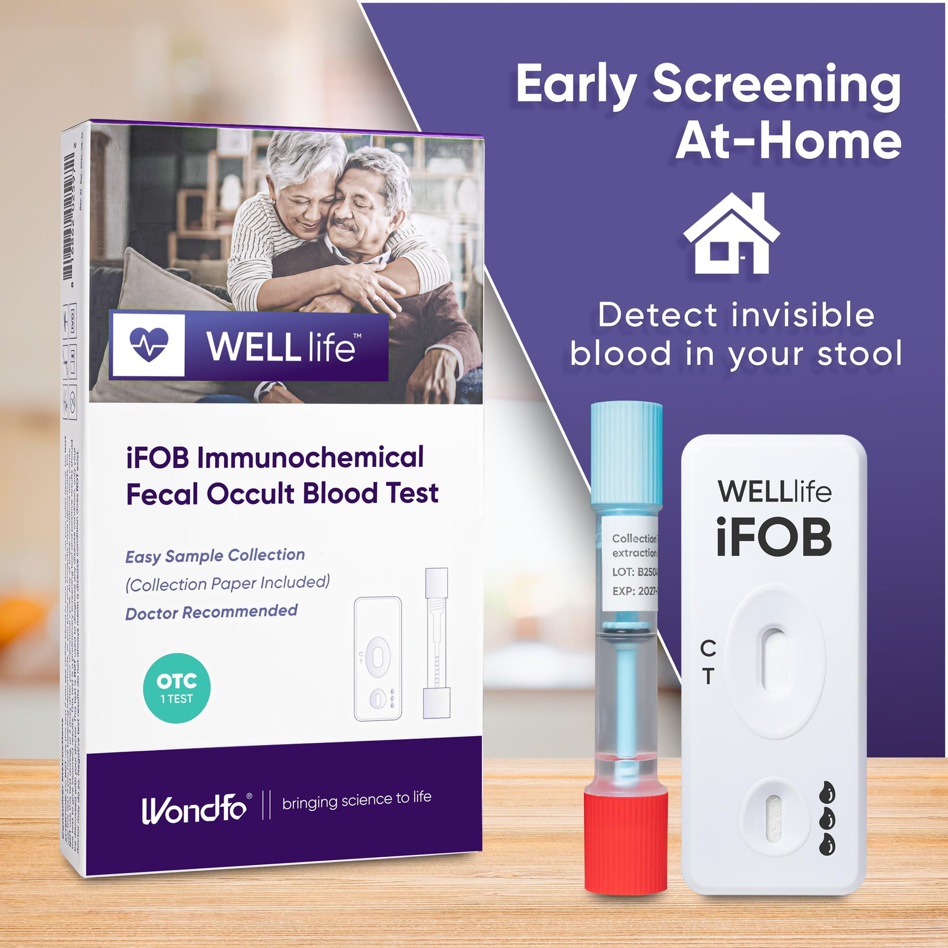 WELLlife iFOB Immunochemical Fecal Occult Blood Test, Colon Screening Test Kit Stool Test at Home Easy to Use, 1 Test Detect Hidden Blood in 10 Minutes FOB Test for Home WELL LIFE uk supplements