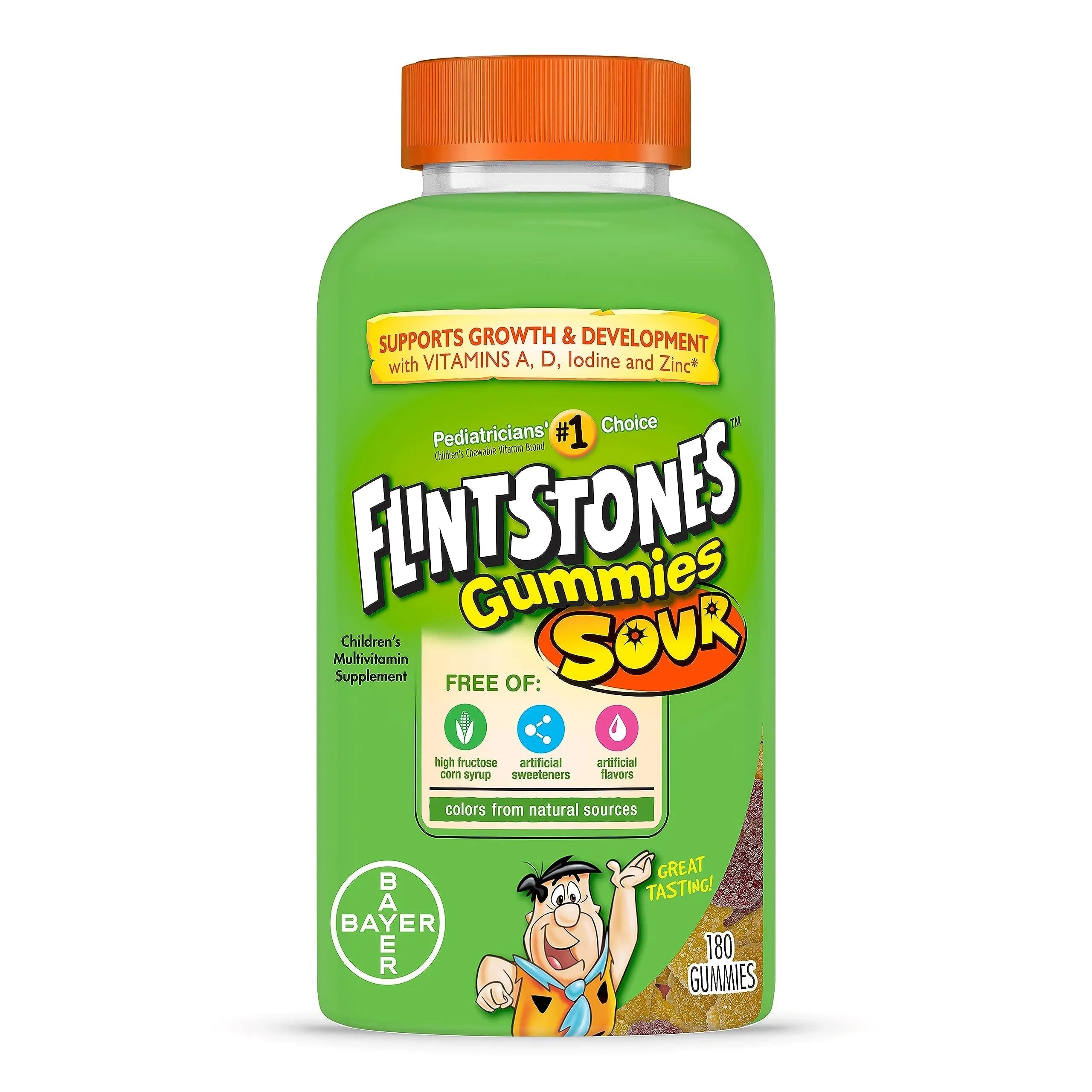 Flintstones Sour Gummy Vitamins For Kids, Kids Multivitamin Gummies with Vitamins C, B6, B12, A & Vitamin D, Support Kids Growth and Development, 180 Count Bayer uk supplements