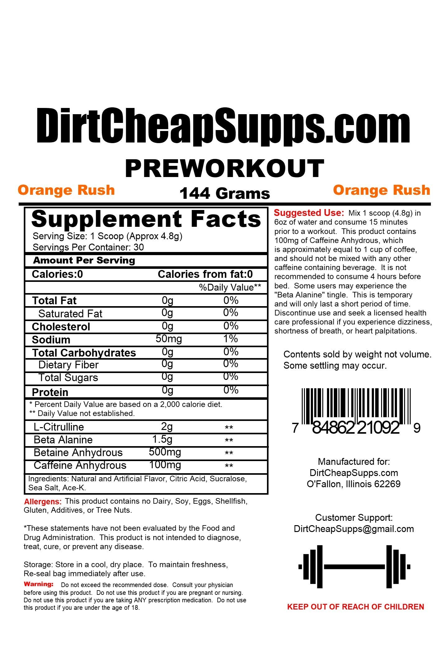 DirtCheapSupps Pre Workout (30 Servings) Orange - Increase Pump and Energy DirtCheapSupps uk supplements