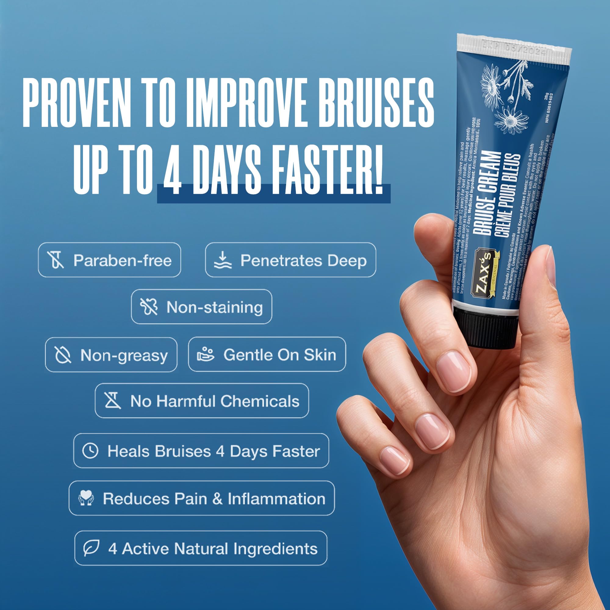 ZAX'S ORIGINAL Bruise Cream - Arnica and Witch Hazel Blend, Gentle on Skin, Plant-Based Ingredients for Skin Care - 28g ZAX'S ORIGINAL uk supplements