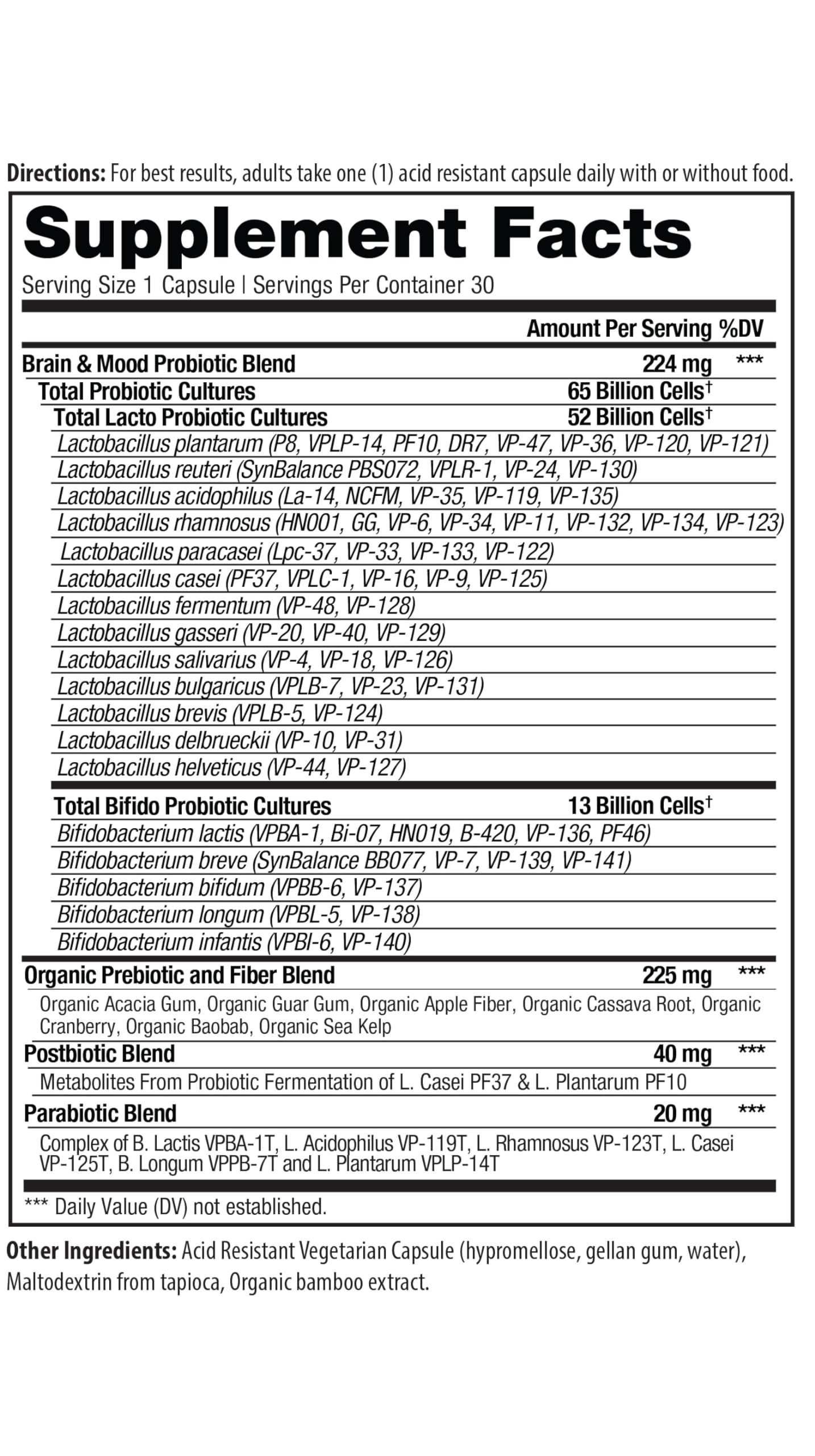 Vital Pro Naturals - Brain & Mood Probiotics + Prebiotics, Postbiotics, Parabiotics, 4-in-1 Health Supplement for Adults, High Potency, 67 Strains, Digestive, Brain and Immune Health, 30 ct Vital Planet uk supplements
