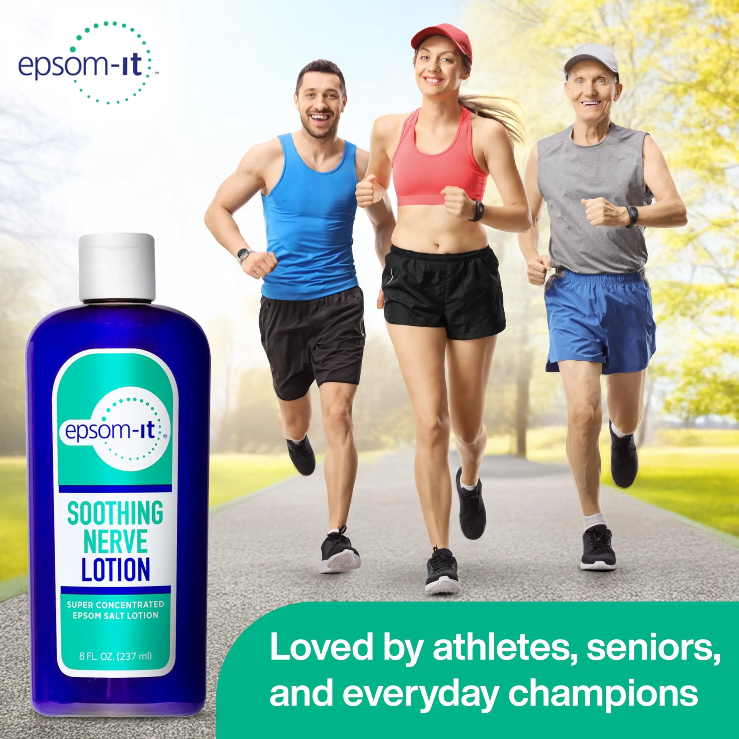 Epsom-It Soothing Nerve Lotion - Epsom Salt Magnesium Lotion, Topical Magnesium Cream with Capsaicin & Arnica to Provide Comfort for Legs, Knee and Feet, 8.0 oz., 2-Pack EPSOM-IT uk supplements