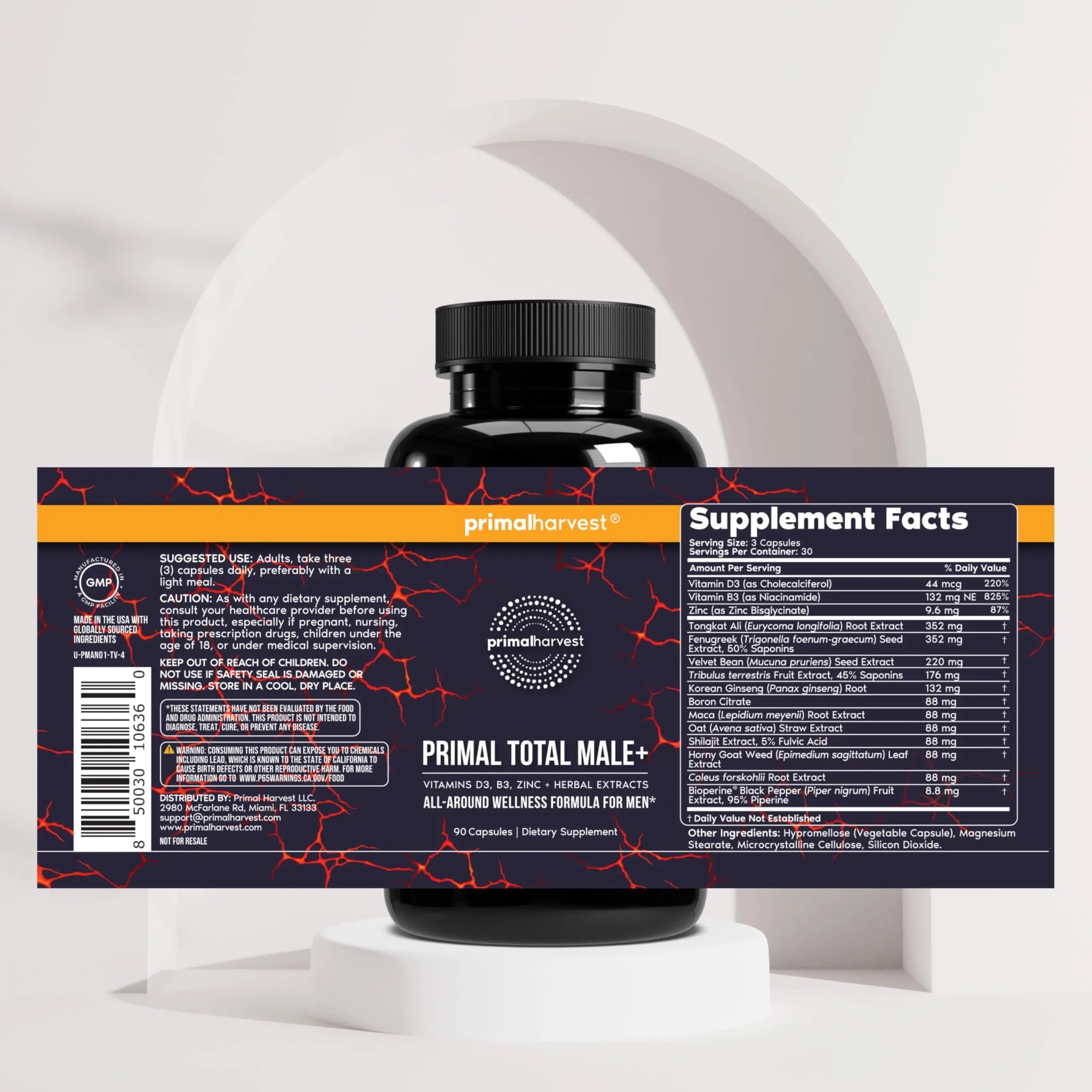Primal Harvest Total Male+ Multivitamin for Men Vitamins, Minerals and Herbal Support for Energy, Vitality, Immune Health Primal Harvest uk supplements