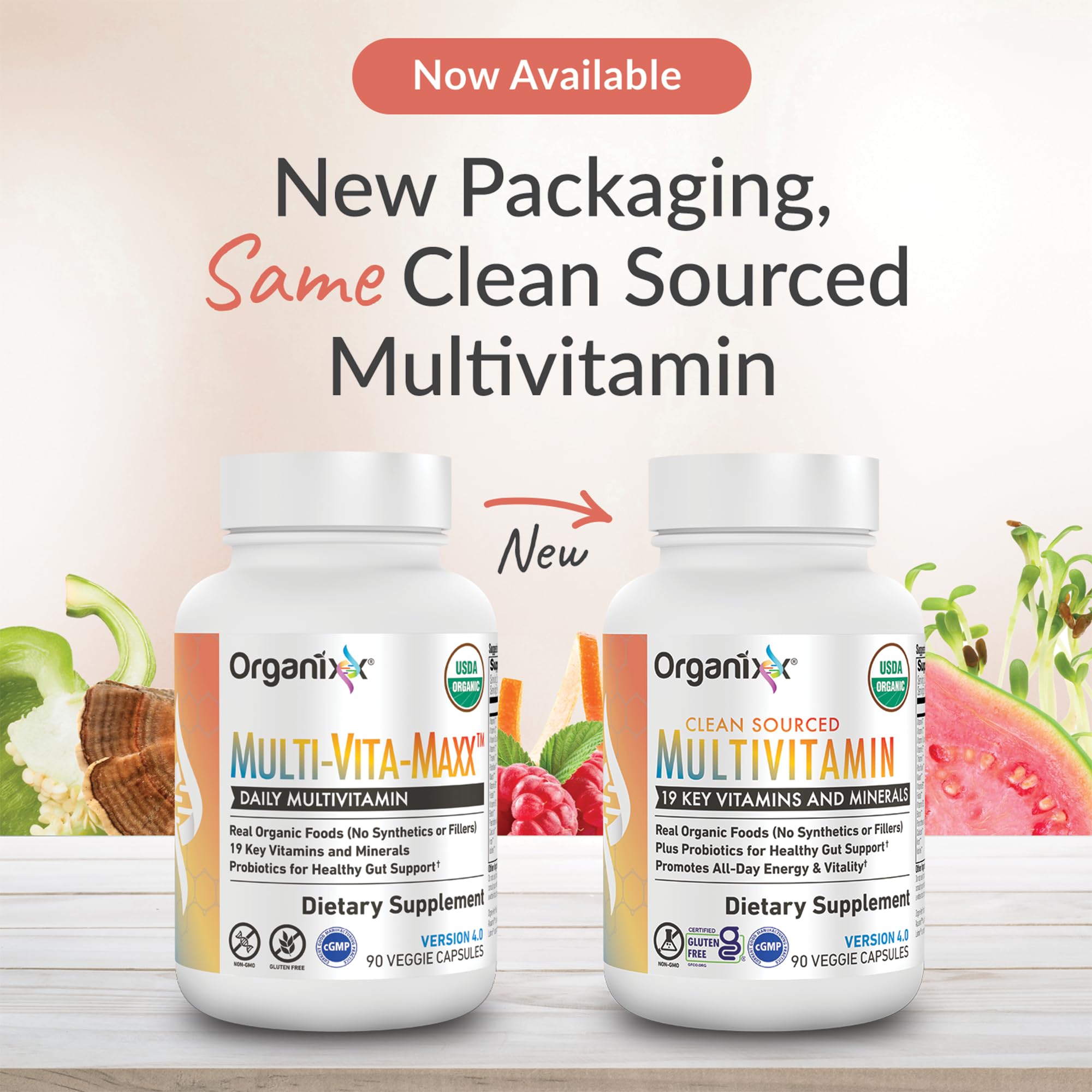 Organixx Clean Sourced Multivitamin for Women & Men, w/Vitamin C, D3, Vitamin B Complex, Probiotics, Organic Fruits & Vegetables, Supports Digestive Gut Health, Immune Support, 90 Vegan Gel Capsules Organixx uk supplements