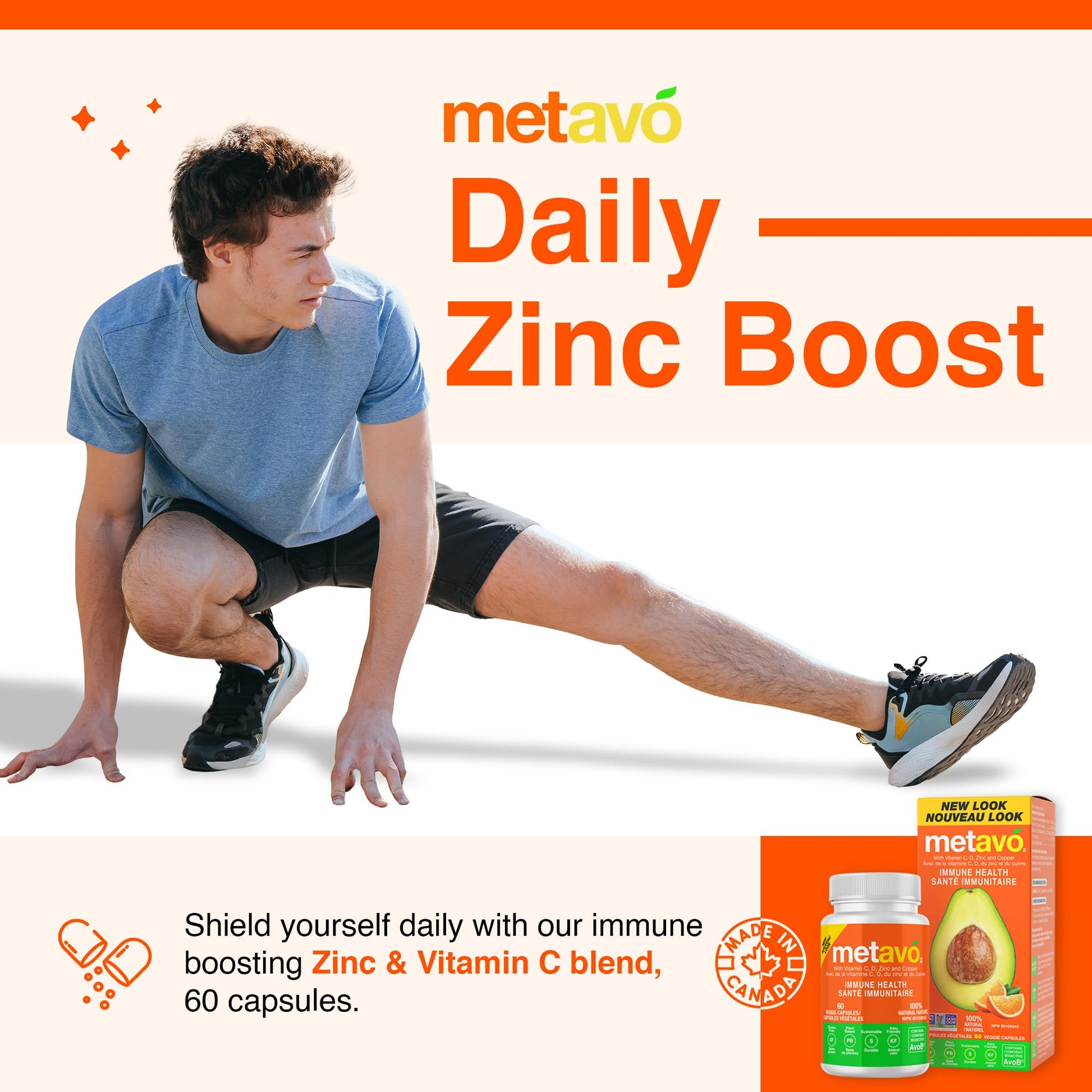 Metavo Immune Health - Natural Immune Support Supplement, Essential Zinc Supplements for Men & Women Enriched with Vitamin C, D & Copper, 60 Vegan Capsules, 30 Servings Metavo uk supplements