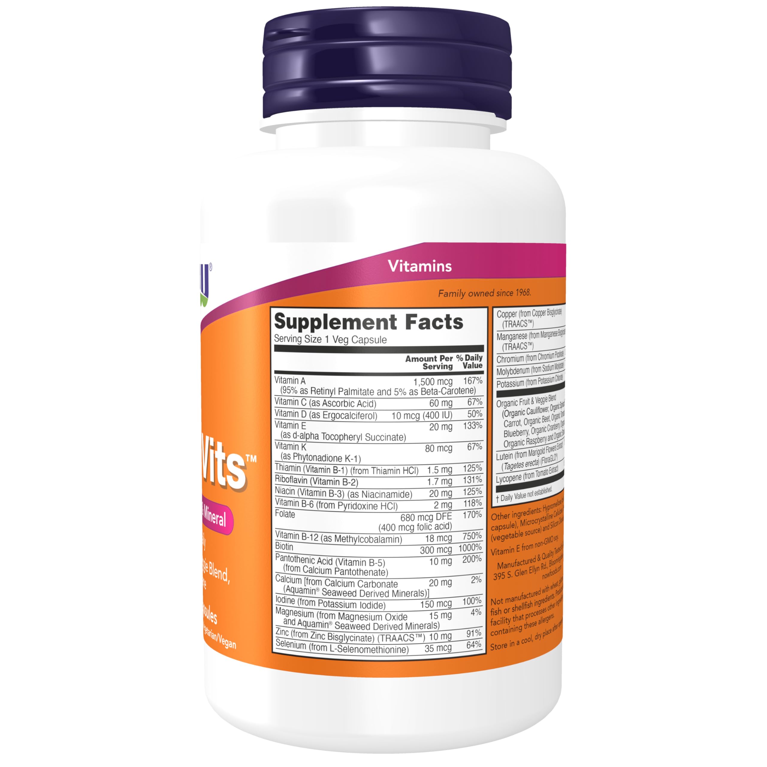 NOW Foods Supplements, Daily Vits™ with Fruit & Veggie Blend, Lutein and Lycopene, 120 Veg Capsules NOW Foods uk supplements